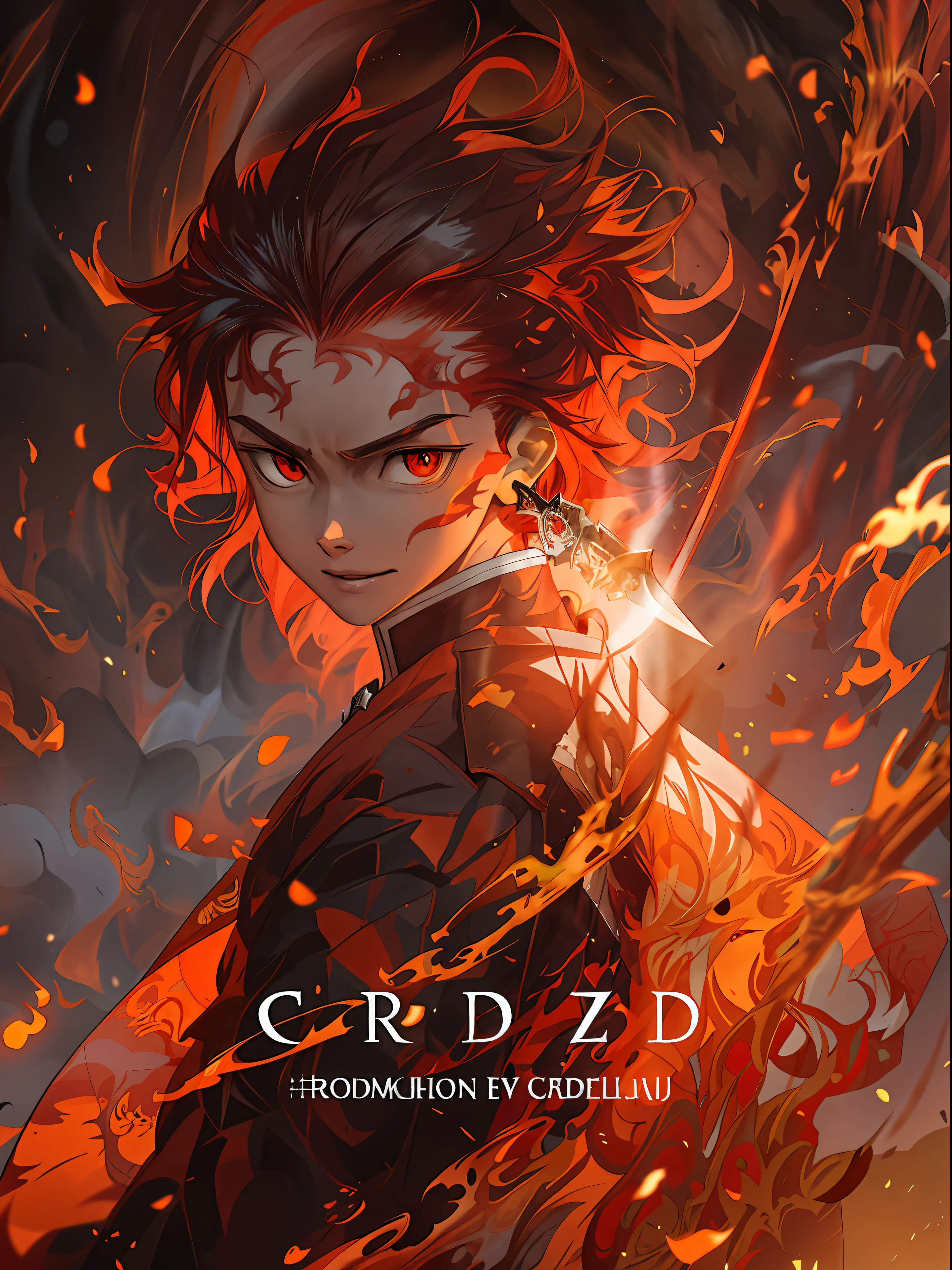 Anime characters with red hair and fire-front sword, Official artwork, An anime cover, official fanart, high detailed official artwork, demon slayer artstyle, Album art, Deviantart ArtStation CGSCOSIETY, Detailed cover artwork, demon slayer rui fanart, offcial art, Detailed digital anime art, Artistic cover, frenzied, trending on artstation pixiv