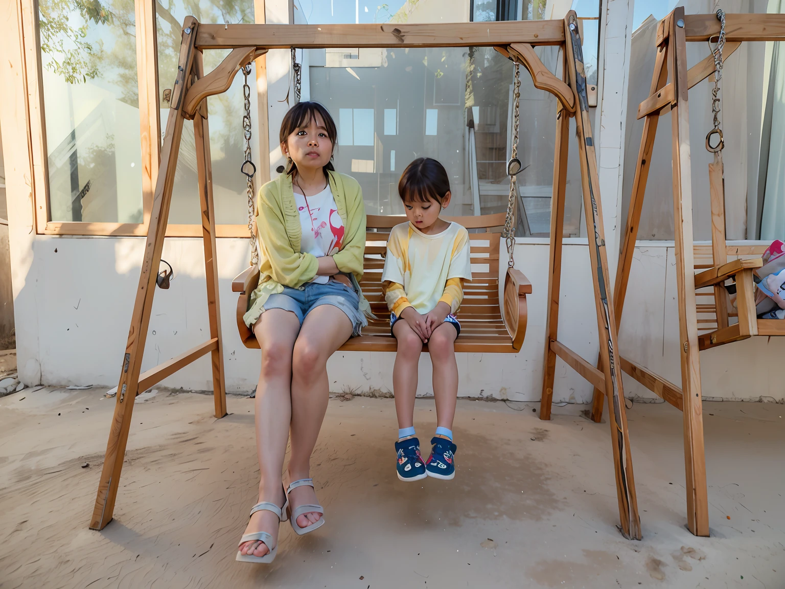 There was a woman and a sitting on the swing, taken with sony alpha 9, with a childen with canon 8 0 d, shot on nikon z9, portrait mode photo, taken with a Sony A7R camera, Ruan Jia and Fenghua Zhong, photograph taken in 2 0 2 0, photo taken with canon 5d