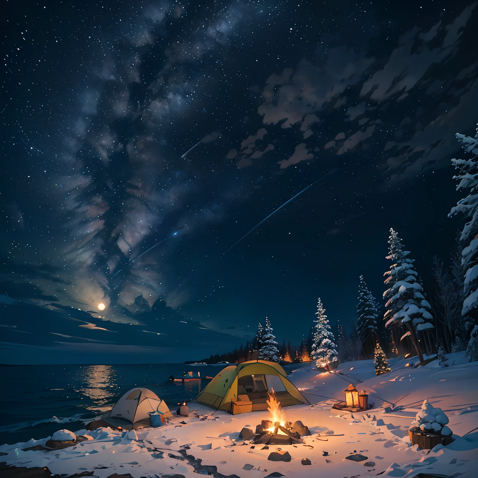 It was a clear, starry night in Michigan's Upper Peninsula. Inside a small nylon tent overlooking Lake Superior, a lone camper was tucked snugly in their sleeping bag. Outside the tent, the flames from a small campfire danced and crackled, sending sparks floating up towards the glittering night sky. Beyond the fire ring, waves gently lapped against the colorful sandstone cliffs that give Pictured Rocks its name. The rocky shoreline was illuminated by the soft glow of the moon, which hung over the lake, reflecting beautifully on the calm, glassy surface. Though the hour was late, the camper lay awake listening to the soothing sounds of the waves and the popping fire, happy to be on this secluded beach taking in the wilderness and solitude that Pictured Rocks offers to backpackers and campers. After a few minutes, the camper's eyes became heavy, and they drifted off to sleep with the glow of the fire still flickering outside. --auto