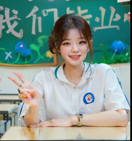 There was a girl smiling and posing for a photo, jaeyeon nam, bae suzy, wan adorable korean face, small heart - shaped face, xintong chen, 19-year-old girl, ulzzangs, xision wu, cute korean actress, tzuyu from twice