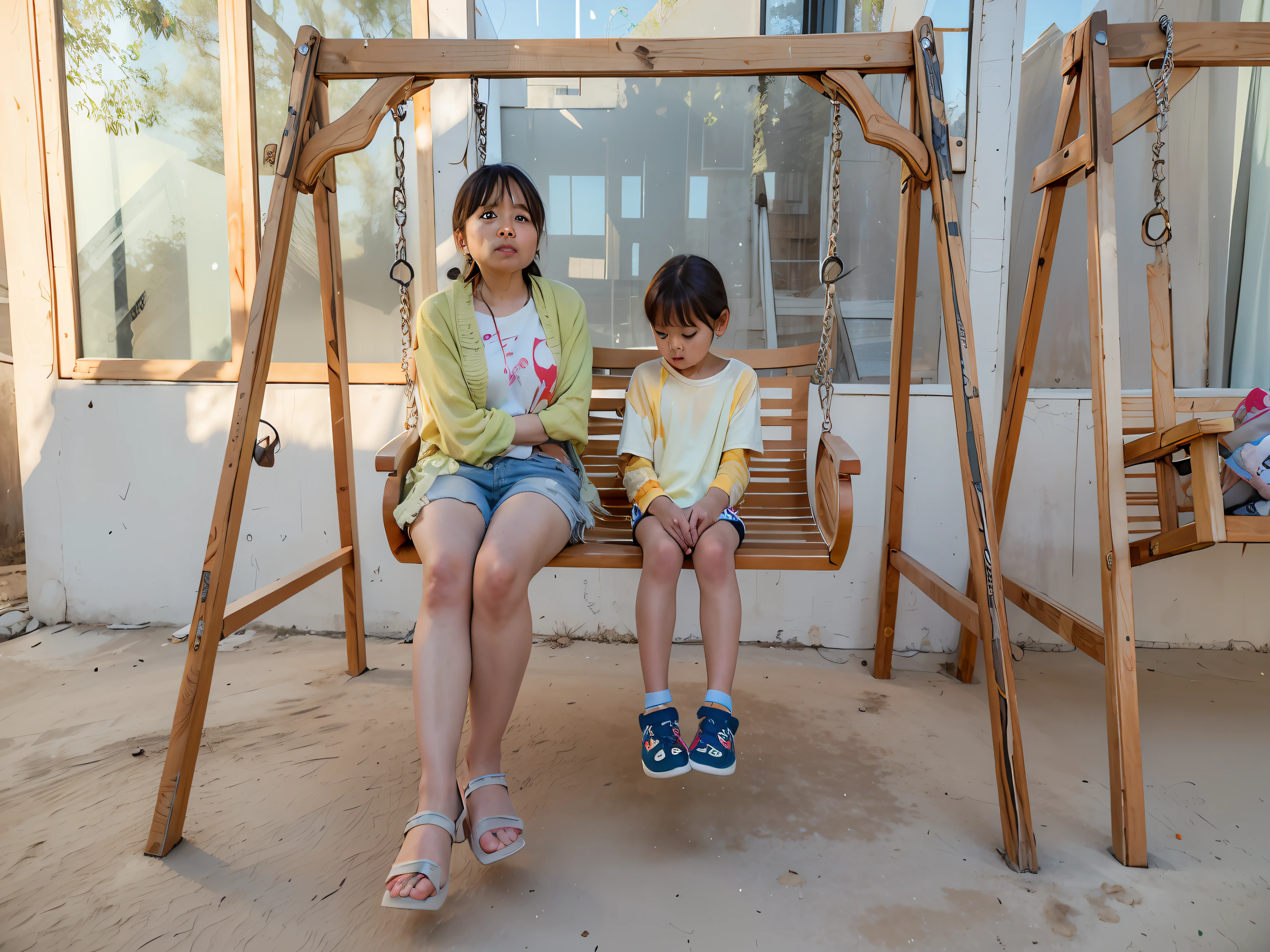 There was a woman and a child sitting on the swing, taken with sony alpha 9, with a child, taken with canon 8 0 d, shot on nikon z9, portrait mode photo, taken with a Sony A7R camera, Ruan Jia and Fenghua Zhong, photograph taken in 2 0 2 0, photo taken with canon 5d