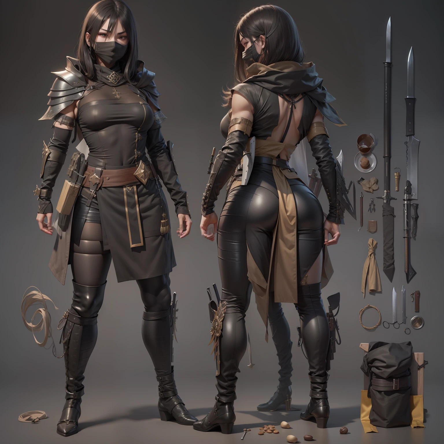 3 d model，New coffee products， arma， The sword， halter， Weapons of the future， 32K, Linen cloak, Top quality, Masterpiece:Faust，,1 ， short detailed hair， thin fog， On your stomach， （tmasterpiece，k hd，hyper HD，16k）,clutching a sword， buliding， Reflectors， bloods， Eastern Asia， Weapon focus， Skysky， brunette color hair， knifes， shorter pants， fumo，  banya， The clothes ar， bandagens， sword sheath， Masks， 独奏