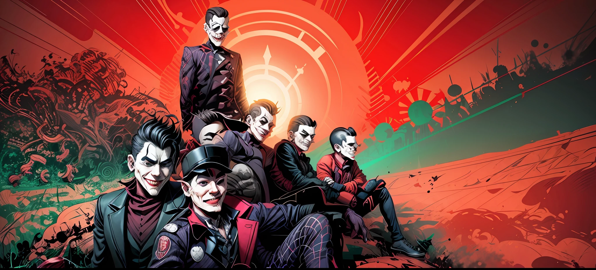 joker in the style of 0mib, illustrator, masterpiece, high quality, 8k, high resolution, high detailed, smile