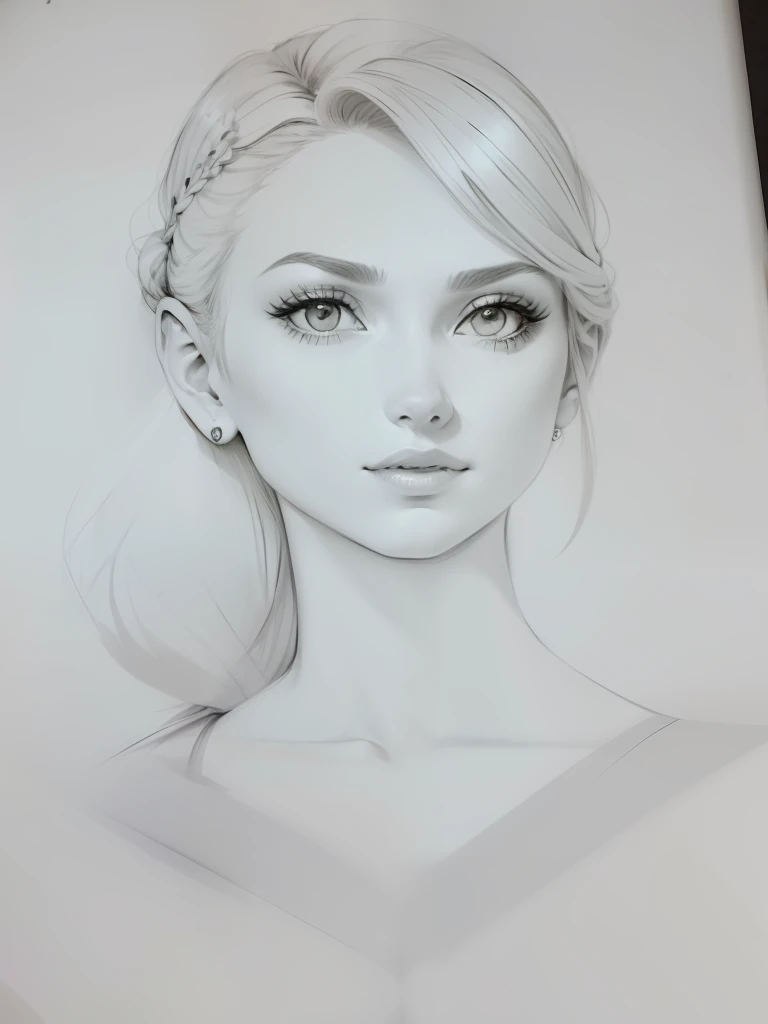 pencil draw, garota, busto, detalhado