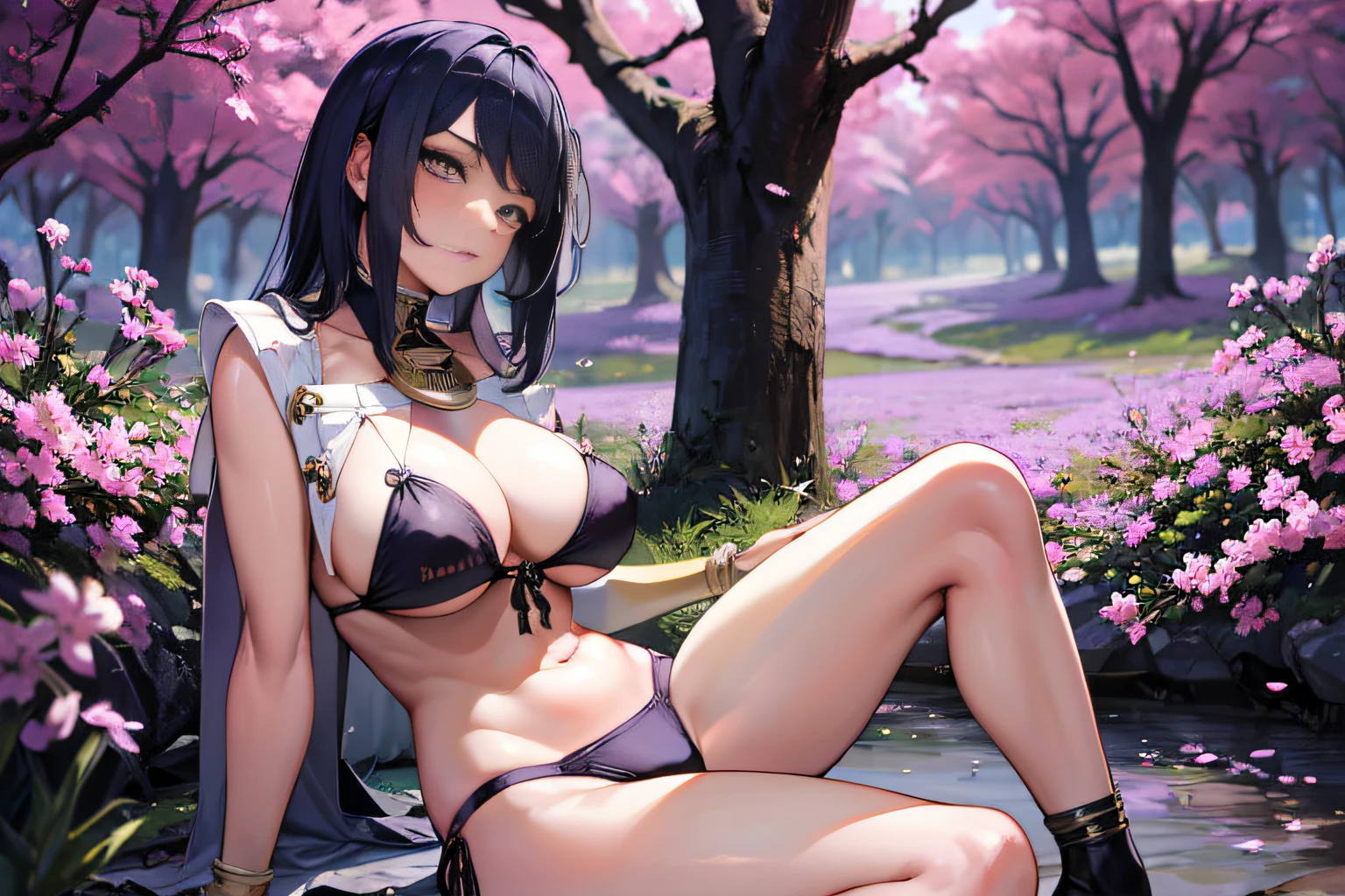 (NSTDA.:1.2), (10, beste-Qualit, master-piece: 1.4), ultra-high resolution, (lifelike, photorealistic portrait: 1.48), 20 age, Cute Girl, (See through the bikini beetle), Famous Japanese actors, beautiful clear eyes, G Cup Big Breasts, Head tilt., cowboy shot, from the side, looking at the audience, expressionless, Beautiful lake, Zeiss 150mm F/ 2.8 Hasselblad, Beautiful cherry blossom forest, Whole body, foot, Ultra-Wide Angle, The backyard is a beautiful sea..................................... ,