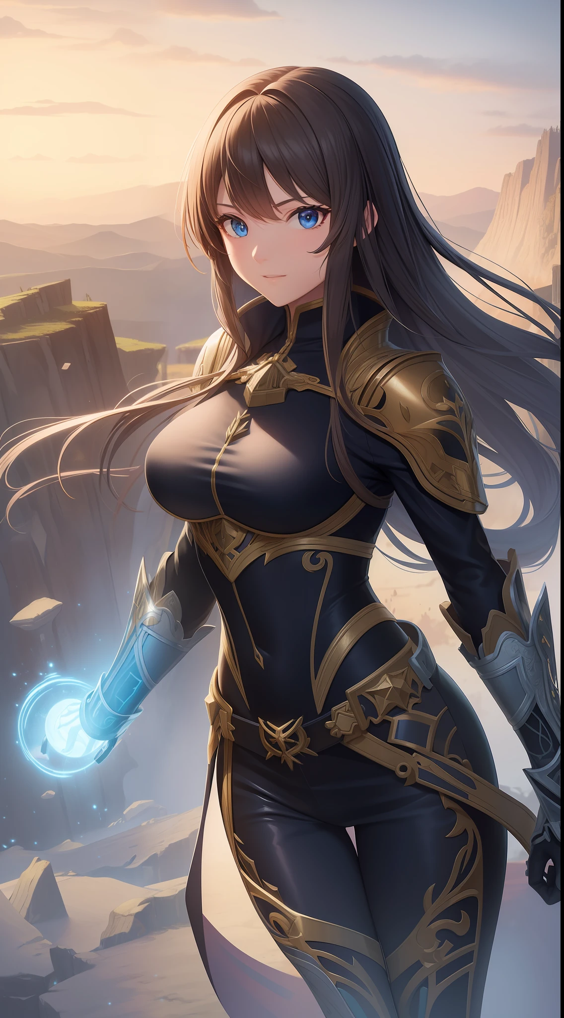 "Ultra-detailed background,detailedbackground:Fantasy adventure scenes+absurderes:Exaggerated details+A high resolution,ultra - detailed:Detailed image quality at 8K resolution+extremely detaile:Fine texture rendering+Anime Wind Imperial Sister wearing mecha at the training ground"