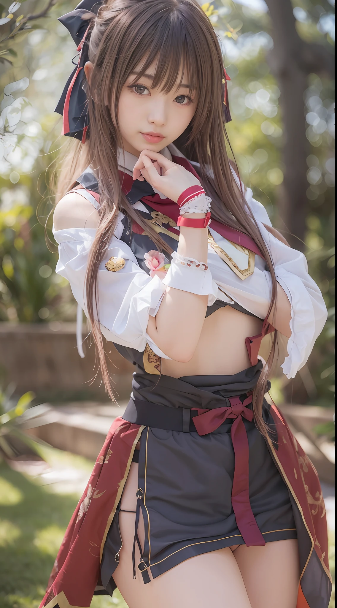 (masterpiece、Ultra-realistic、An ultra-high picture quality、超A high resolution、16k image、Ultra High Definition Photo Images)、Konosuba no Megumin cosplay、A Japanese Lady、22year old、Super beautiful idol face、二重まぶた、Beautiful eyes、Super perfect proportions、Beautiful skin、beutiful breast、Toned waist、thin arm、Thin leg