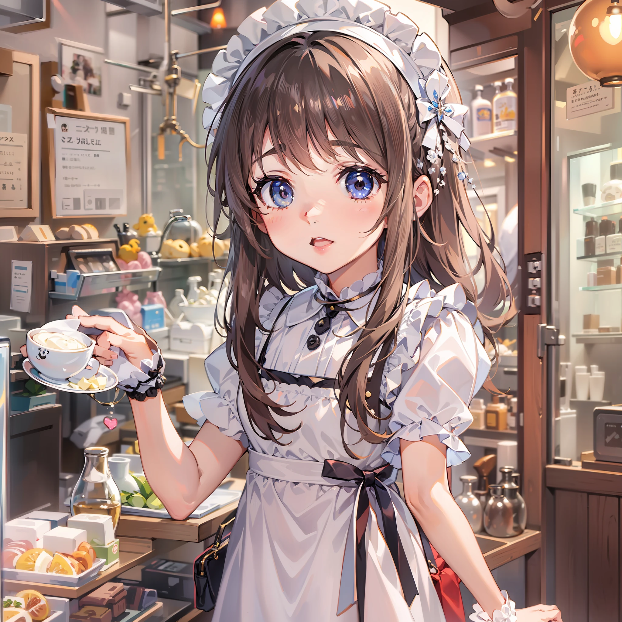 Cute little girl s top-quality masterpiece Normal five fingers Lustrous hair maid café clerk