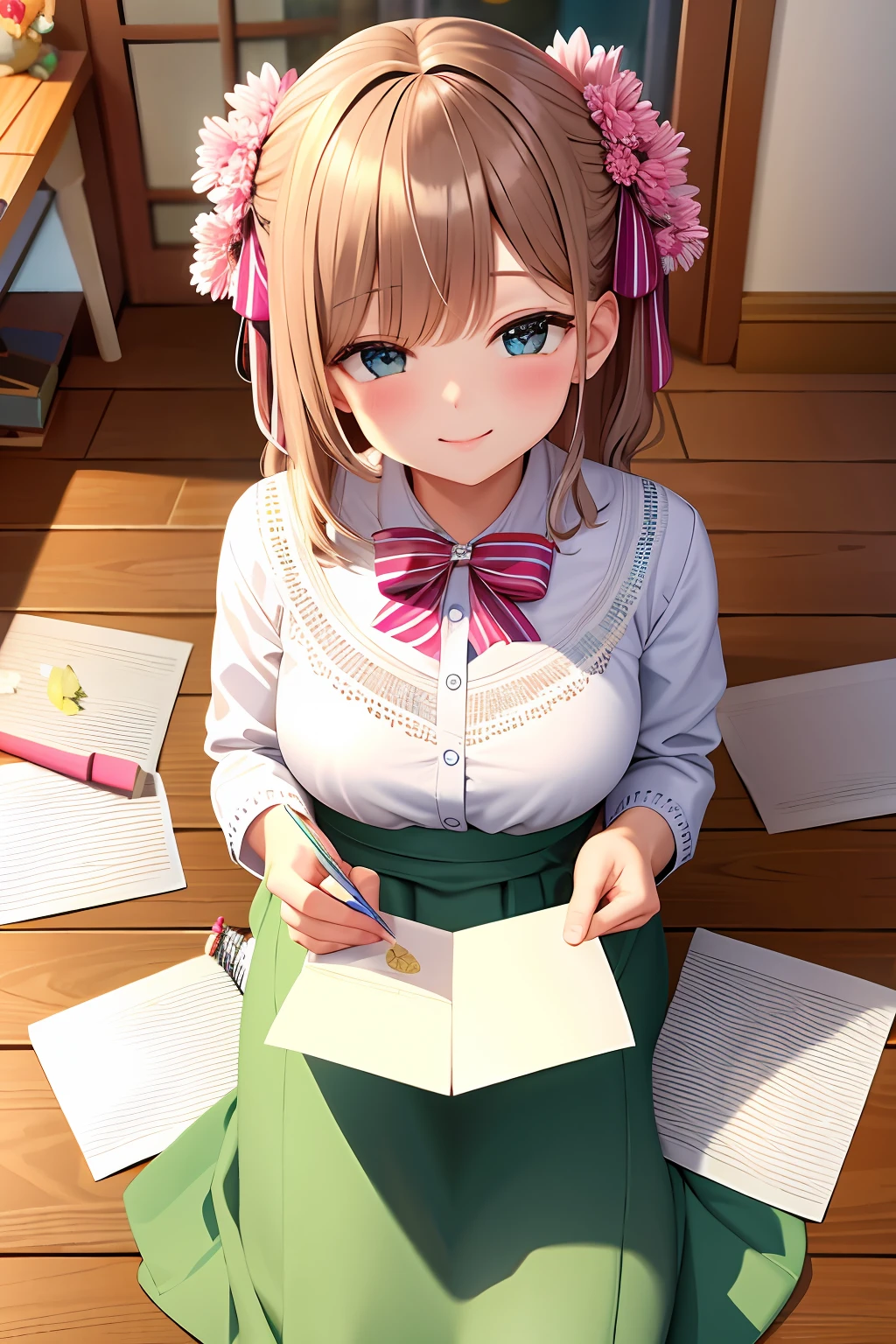 ultra-detailed, masterpiece, highest quality, love letter, pov,smile,blush