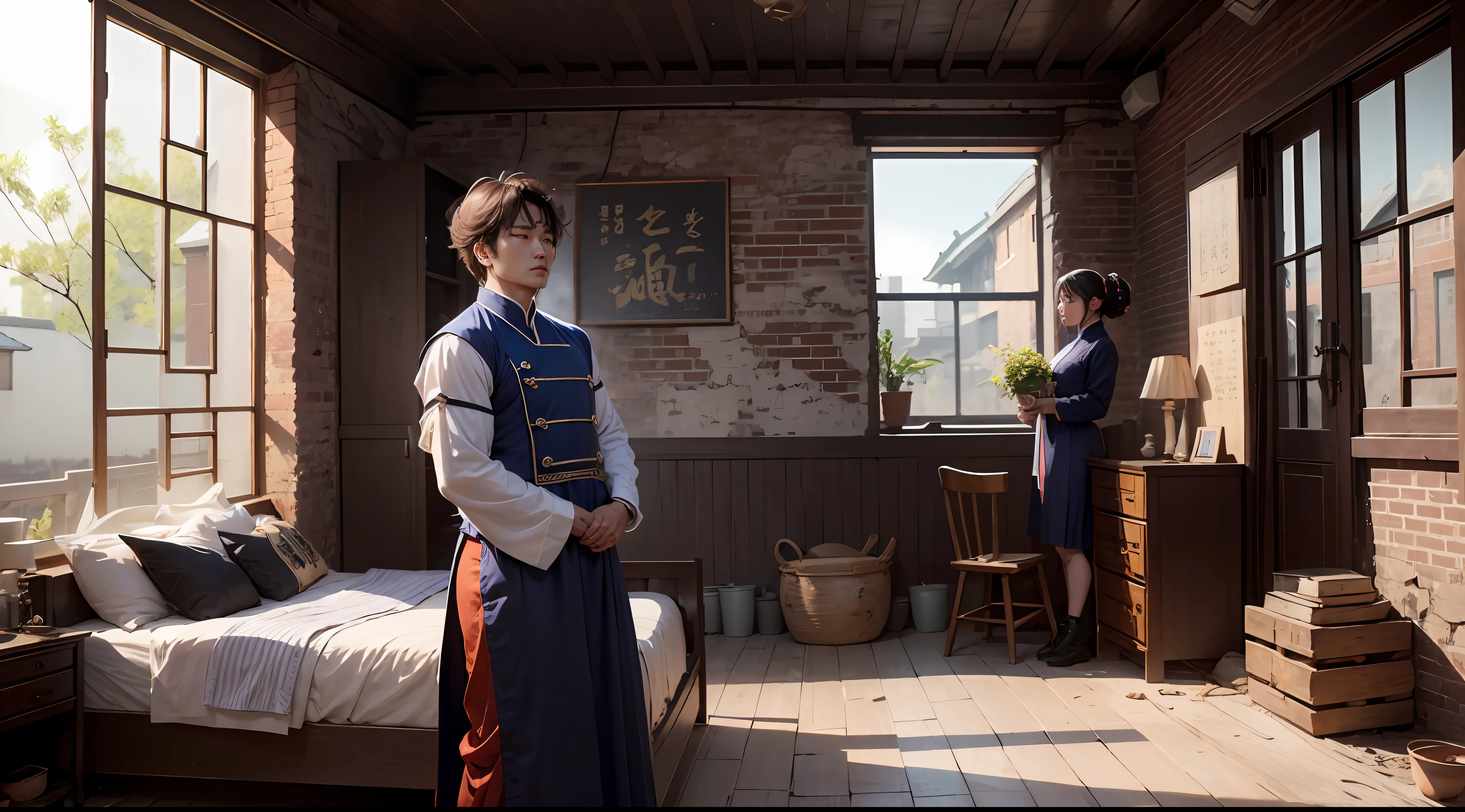 Male characters:Chen Jianghai
Female characters:Young woman(The physical description is similar to that of Zhou Huimin)
Scenes:Mottled and dilapidated brick house,There is a kind of bed lying this Chen Jianghai(male people)