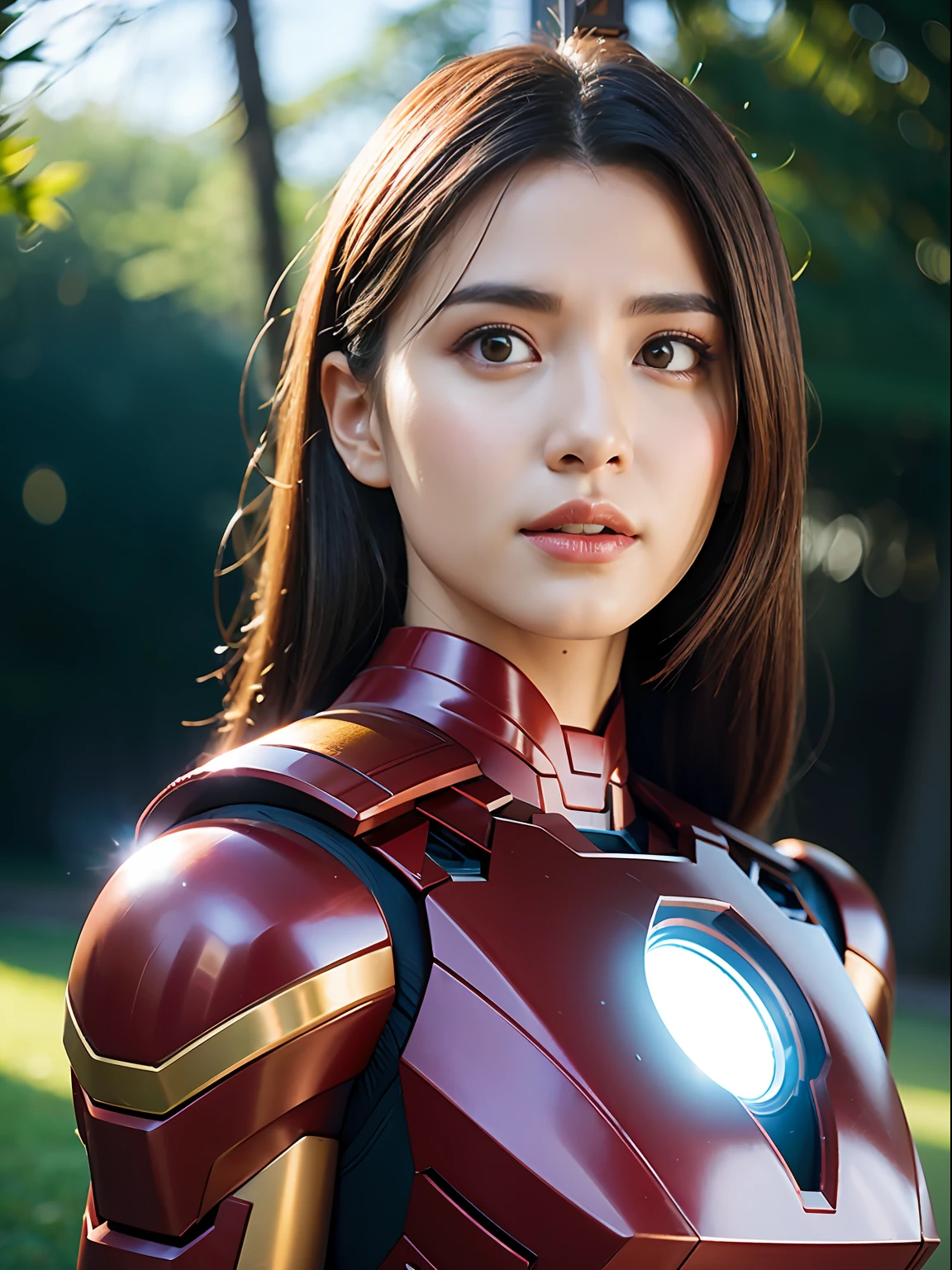 (Best Quality), ((Masterpiece), (Detail: 1.4), 3D, A Beautiful Iron Man Female Figure, HDR (High Dynamic Range), Ray Tracing, NVIDIA RTX, Super-Resolution, Unreal 5, Subsurface Scattering, PBR Textures, Post Processing, Anisotropic Filtering, Depth of Field, Maximum Sharpness and Sharpness, Multi-layer Textures, Albedo and Highlight Maps, Surface Shading, Accurate simulation of light-material interactions, perfect proportions, Octane Render, two-color light, large aperture, low ISO, white balance, rule of thirds, 8K RAW,
