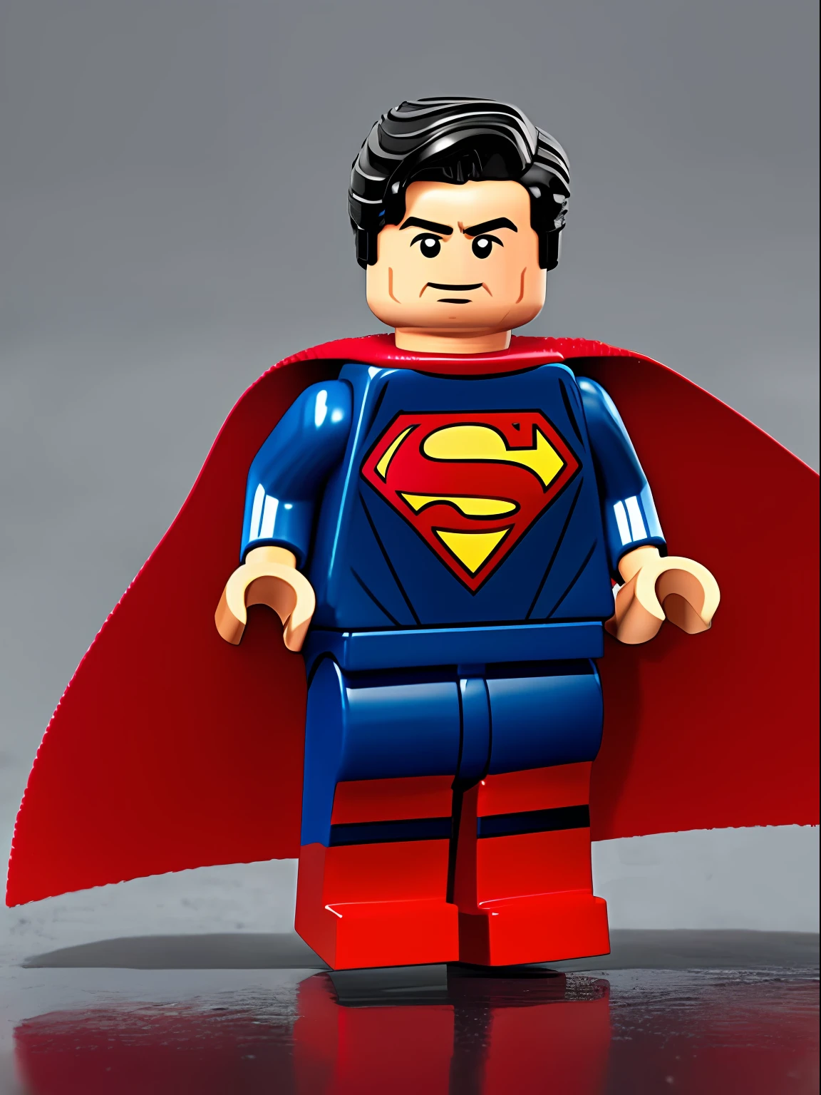 LEGO MiniFig, masterpiece, high detail, 8k, high detailed skin, 8k uhd, high quality, superman action figure