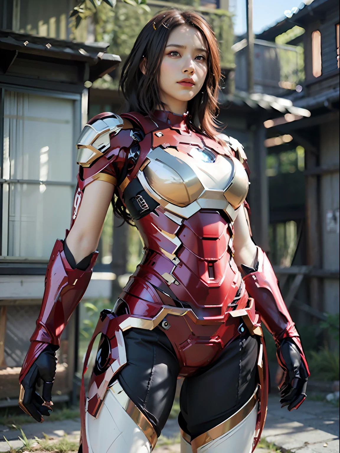 (Best Quality), ((Masterpiece), (Detail: 1.4), 3D, A Beautiful Iron Man Female Figure, HDR (High Dynamic Range), Ray Tracing, NVIDIA RTX, Super-Resolution, Unreal 5, Subsurface Scattering, PBR Textures, Post Processing, Anisotropic Filtering, Depth of Field, Maximum Sharpness and Sharpness, Multi-layer Textures, Albedo and Highlight Maps, Surface Shading, Accurate simulation of light-material interactions, perfect proportions, Octane Render, two-color light, large aperture, low ISO, white balance, rule of thirds, 8K RAW,