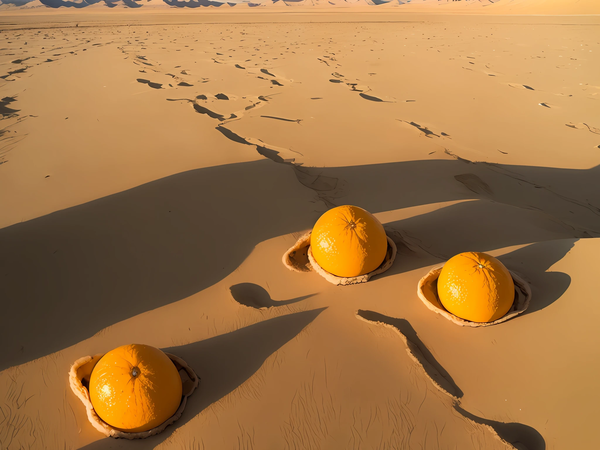 Deserto, 3 suns, sol vermelho, sol laranja, pug