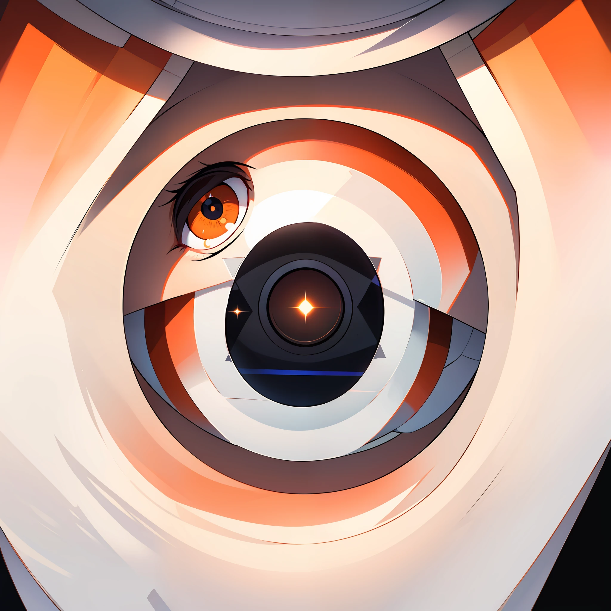 No more pupils in the pupil repair,Only draw the pupils,Crystal color,Light,4K,Round pupils,Whiteboard background,Orange eyes,Inside there are star and gear patterns