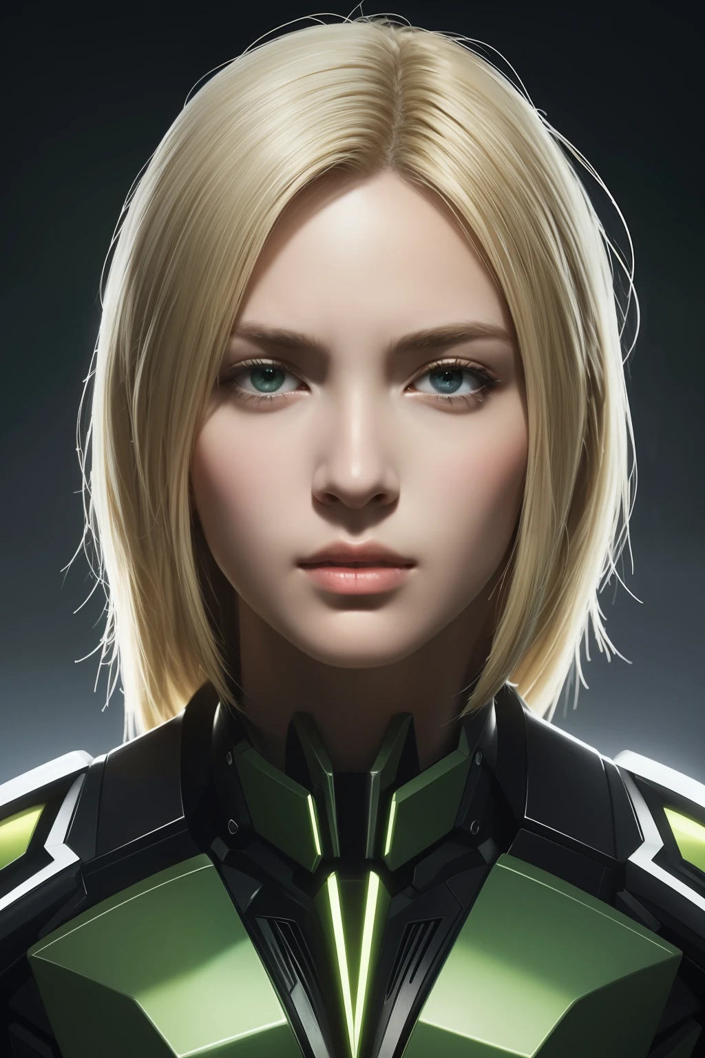 Masterpiece, Best Quality, Film, Official Art, Propaganda Art, Movie Wallpaper, Very Detailed CG Unified 4k Wallpaper, Intricate Details, White Background, Upper Body, Facial Focus, Concept Art, Production Art, ( , Highres, (realistic, photo-realistic:1.2), physically-based rendering, machinery, reflection, realistic, cyberpunk, symmetric front view close up head shot eyes symmetry face very sharp focus realistic award winning matte drawing movie light 1 boy, mecha, (Illustration: 1.1), slim, fair skin, delicate face, king robe, shine, tights, (long blonde hair), green eyes, battlefield, chip, shine, sword