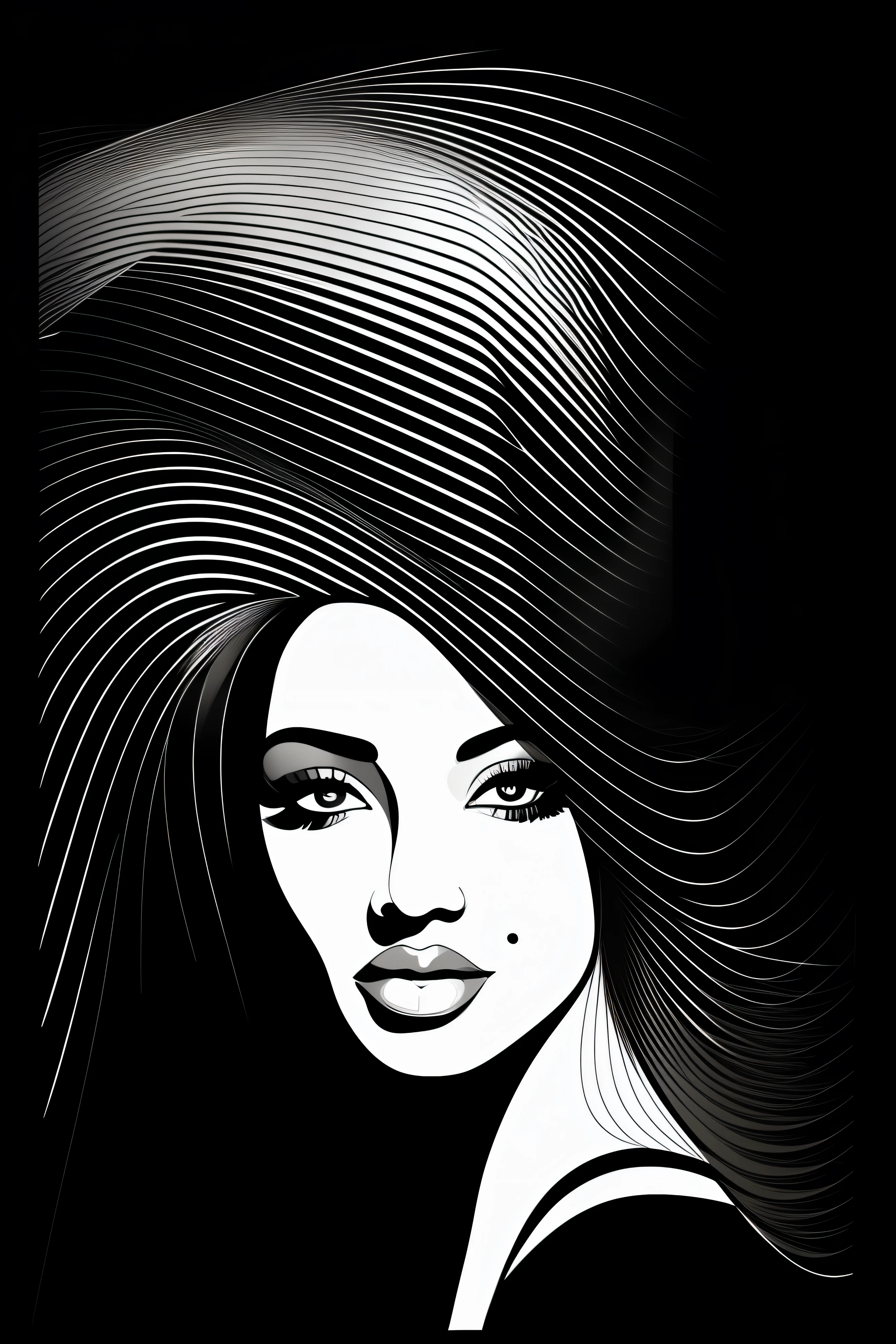 a black and white portait of a beautifull woman, vector line - art style, illustration black outlining, illustration line art style, thick vector line art, line art portrait, exquisite line art, line art illustration, in style of digital illustration, vector line art, outlined art, vector style drawing, bold line art, glowwave girl portrait, thin line art