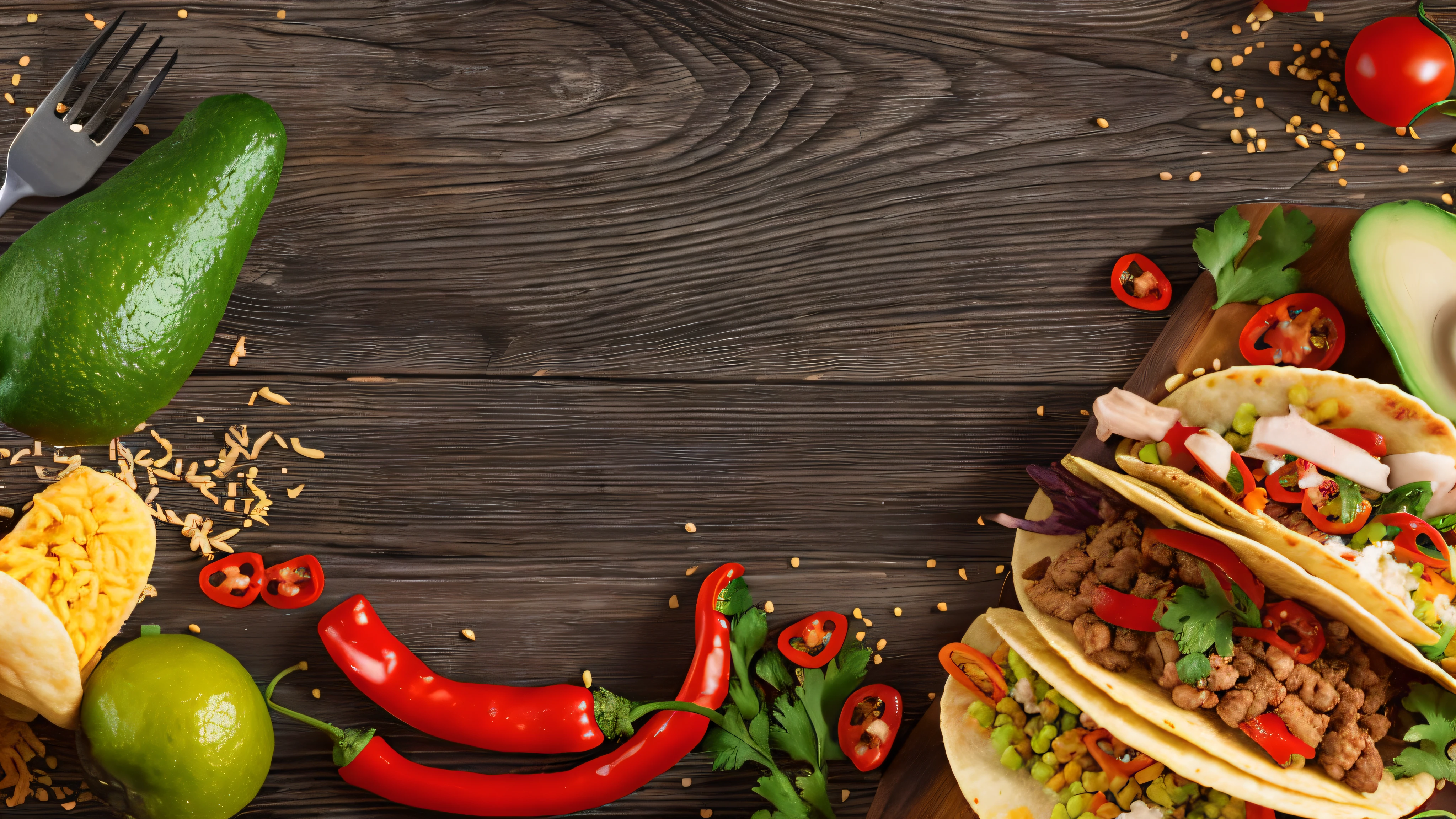 um close up de um prato de Tacos com garfo e faca, Tacos, Alimentos comerciais 4K, em um fundo escuro, mexicano, Fotografia de comida de alta qualidade, fotografia profissional de alimentos, imagem de fundo, desktop background, Foto de capa, picante, delicioso, alimentos quentes, Fotografia de Alimentos, Directed by: Juan O'Gorman, propaganda de alimentos, Estilo de comida, foto comercial