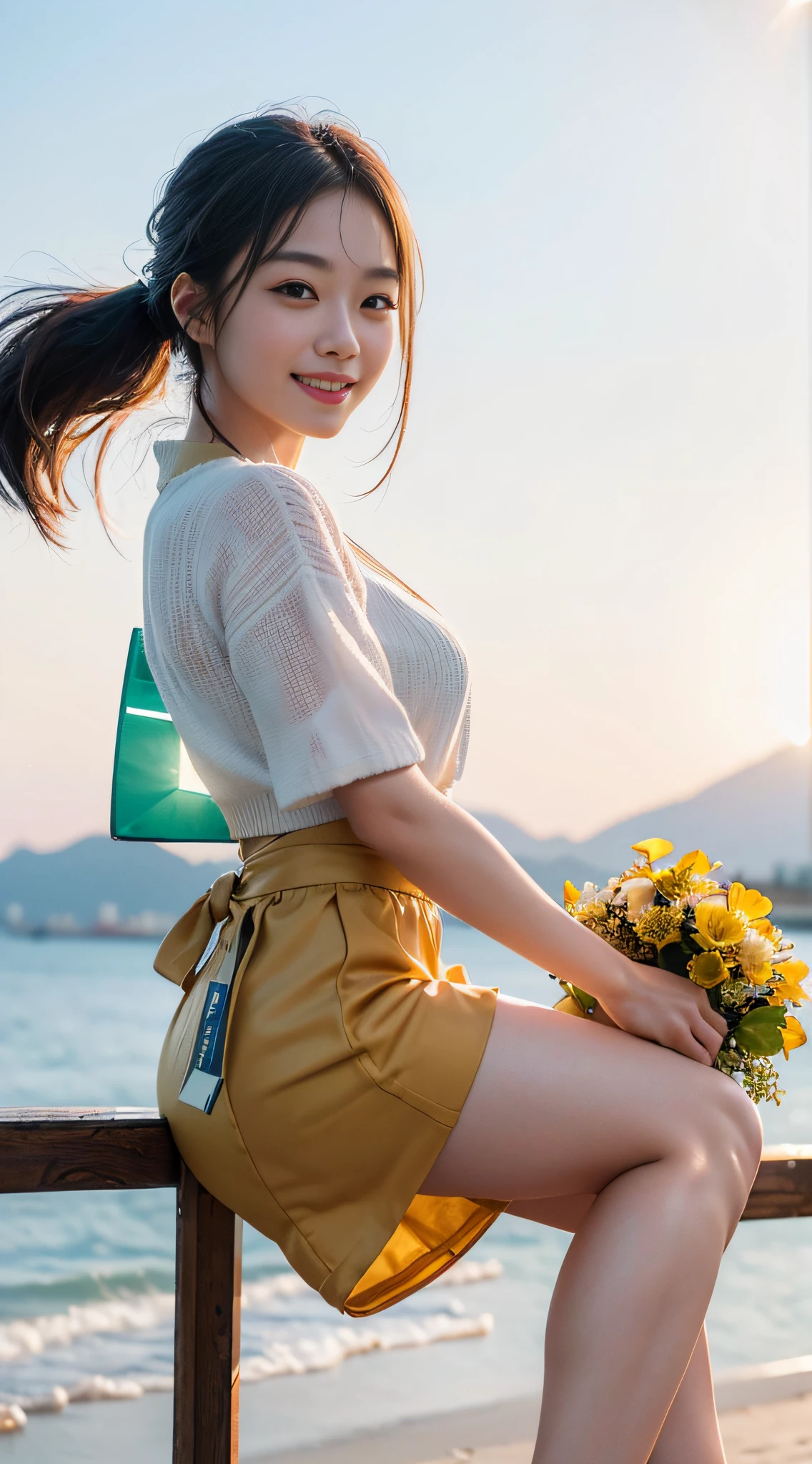(1girl in:1.2)、adorable smiling、(top-quality、8K picture quality、masterpiece:1.3)、 (Photorealsitic:1.4), RAW Photography, The best lighting、 (extremely detailed and beautiful face) 、(Highly detailed and expressive eyes), (shiny and beautiful hair)、poneyTail、Dog walking、3 dogs
