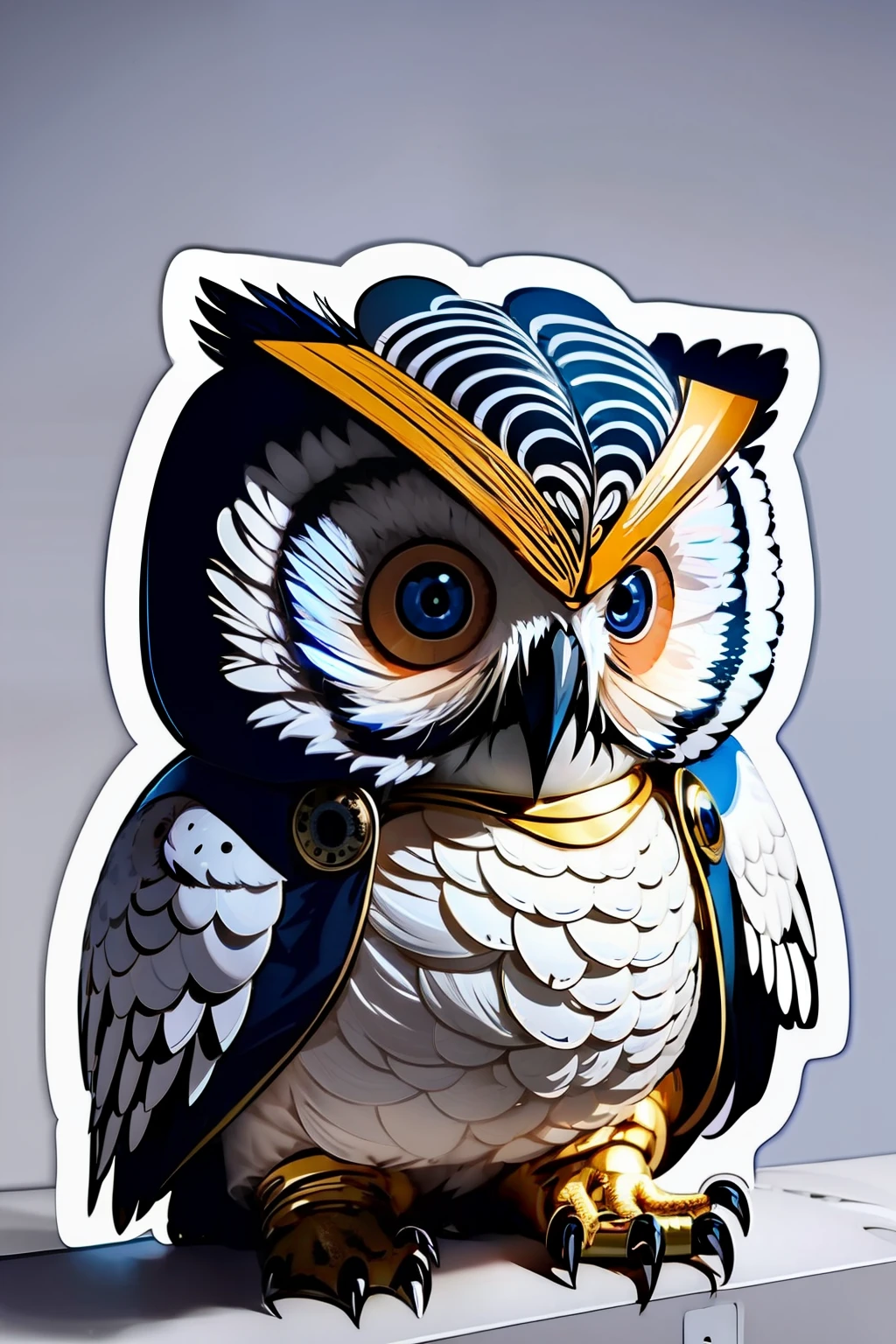 ((stickers)),white background,simple background,concept art,sots art, A cute Kawaii tiny hyper realistic  owl, wearing hip hop clothes,   cinematic lighting