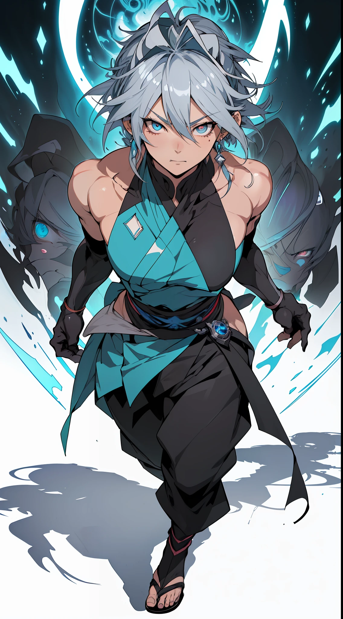 (anime) . Female ((Sakuya Izayoi)), (blue eyes + silver hair + (ninja + time master)), portrait, full body . (Masterpiece: 1.8), (64k quality), (final fantasy artwork concept), detailed (manga eyes + hair + clothes + body + face + colors + shoulders + eyes (globular + transparent + liquid) + (sharper drawings) + (shiny jewelry) + (clothes folds) + (rounded eyes) + (consistent clothes) + (clothing features) + (eyes line), better (colorful + (coarser line) + (black line) + finishing . [Drawing] (Anime (Manga (Comics))) + (Coarse Line: 1.8) + (Black Line: 1.8) + (Color: 1.8) + (Clean: 1.8) + (Contrast: 1.8) + (Black Outline: 1.8) + (adjusted colors: 1.8) + (shadow set: 1.8) + (manga eyes: 1.8) + (muscle: 1.8), ((made homogeneous: 1.3))