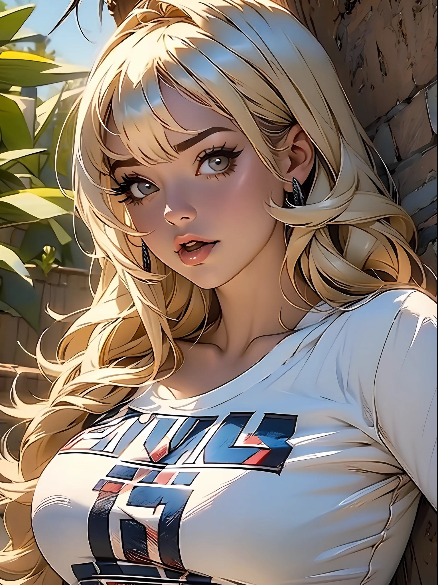 Uma garota fofo com uma blusa de moleton aberta mostrando os seios grandes e empinados, cena sexy