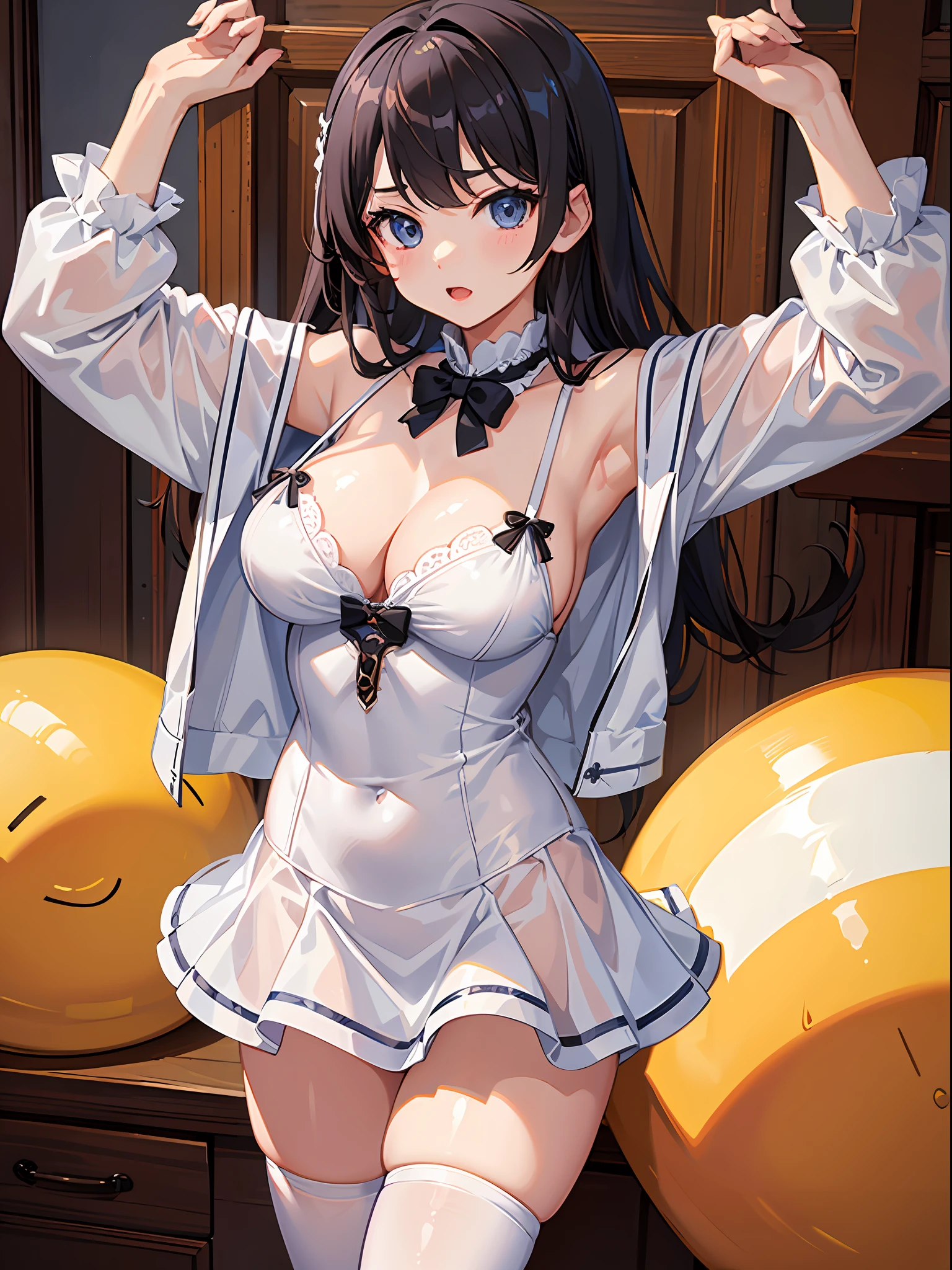 ((Best Quality, 8k, Masterpiece: 1.3)),cute ,li ,chhuge breasts ,serafuku ,thighs