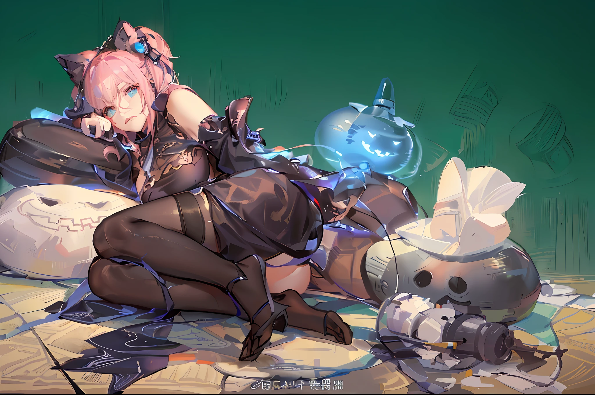 There was a woman in a pink dress，Holding a blue lantern in his hand。, character design contest winner, full body concept, Game character design, full body character concept, unrealistic character concept, [ Character design ], clear outfit design, character concept, concept character, fantasy character concept, pixie character, Traditional Chinese costumes，epic mage girl character, Character design, character adoptable, simple futurist cyborg empress