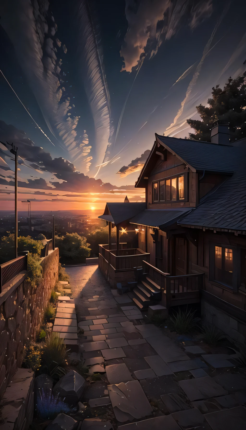 highres, imagination, (realistic), clear skies, composition, sunset, (hdr:1.5), outdoors, intricate details,