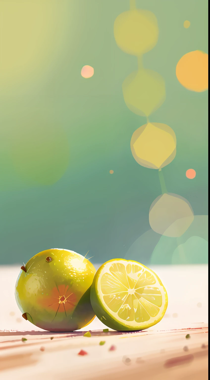 1lime on the table, perfect quality, clear focus (clutter - home: 0.8), (masterpiece: 1.2) (realistic: 1.2) (bokeh) (best quality) (detailed skin: 1.3) (complex details) (8K) (sharp focus), clean background, white background, long view composition, 85MM SHOT