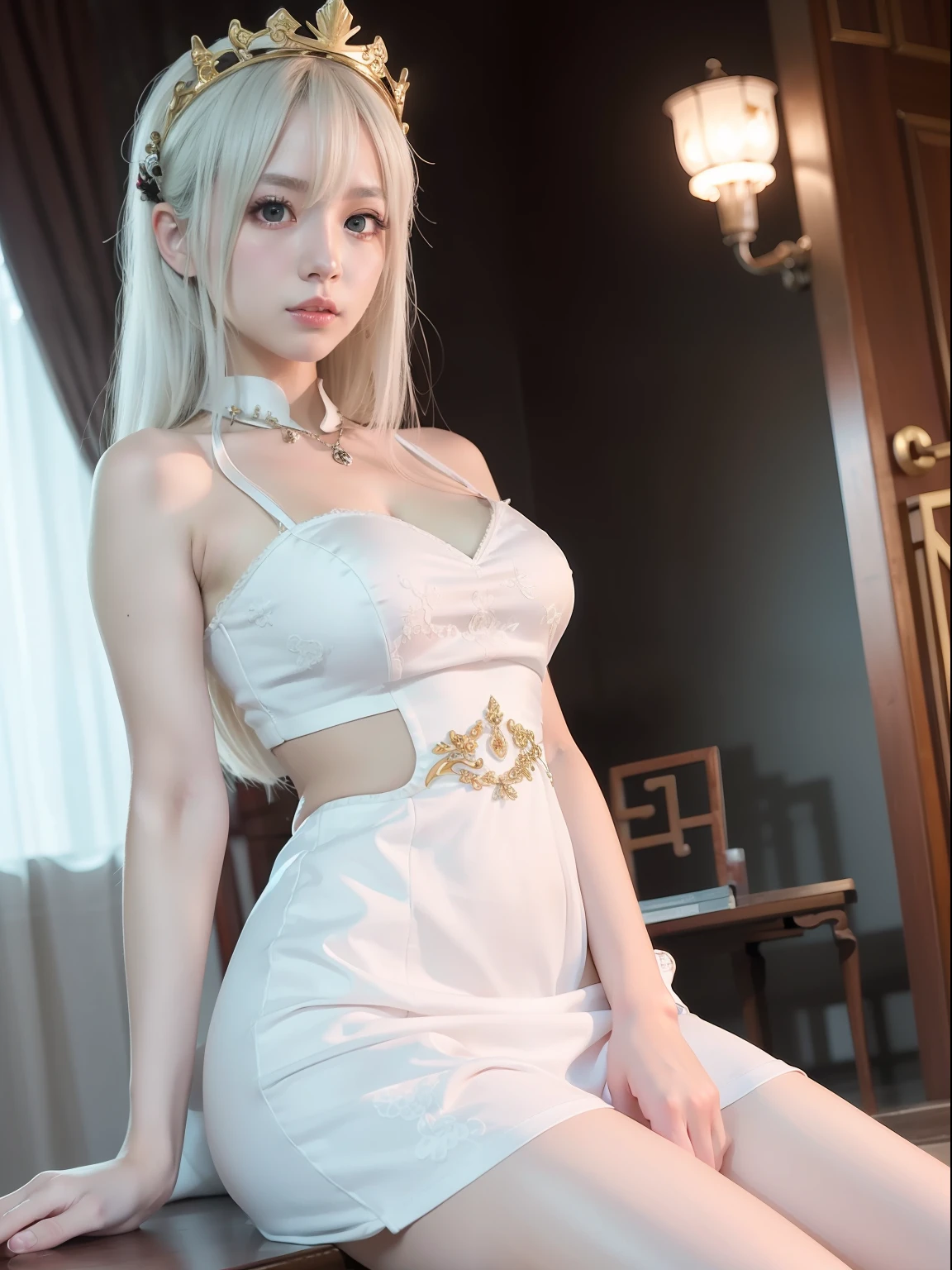 tmasterpiece,Anime - Stylized image of a woman wearing a Chinese wedding dress with a phoenix crown, White-haired god, cute anime waifu in a nice dress, seductive anime girls, beautiful and seductive anime woman, 8K high quality detailed art