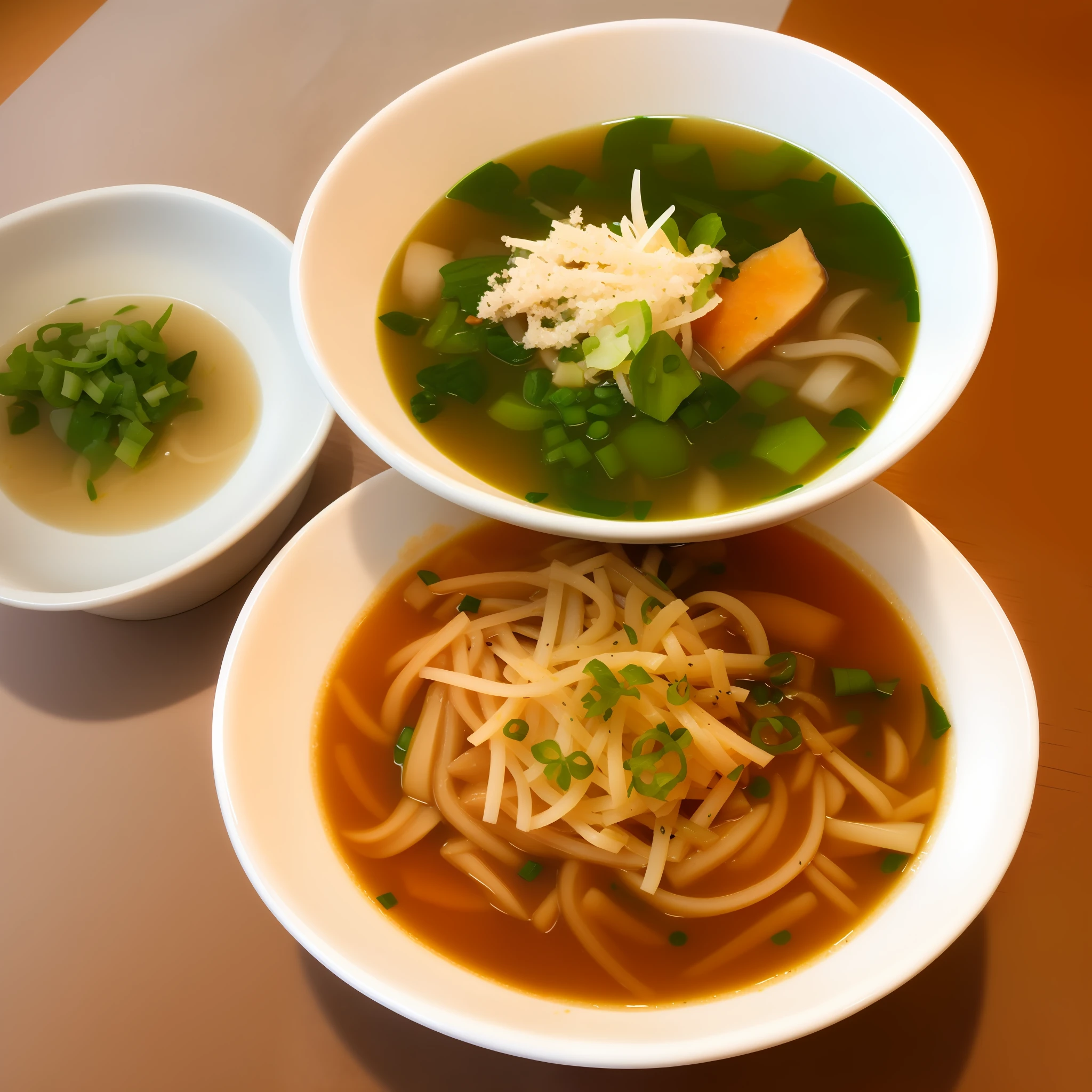 Miso soup with enoki and bean seedlings