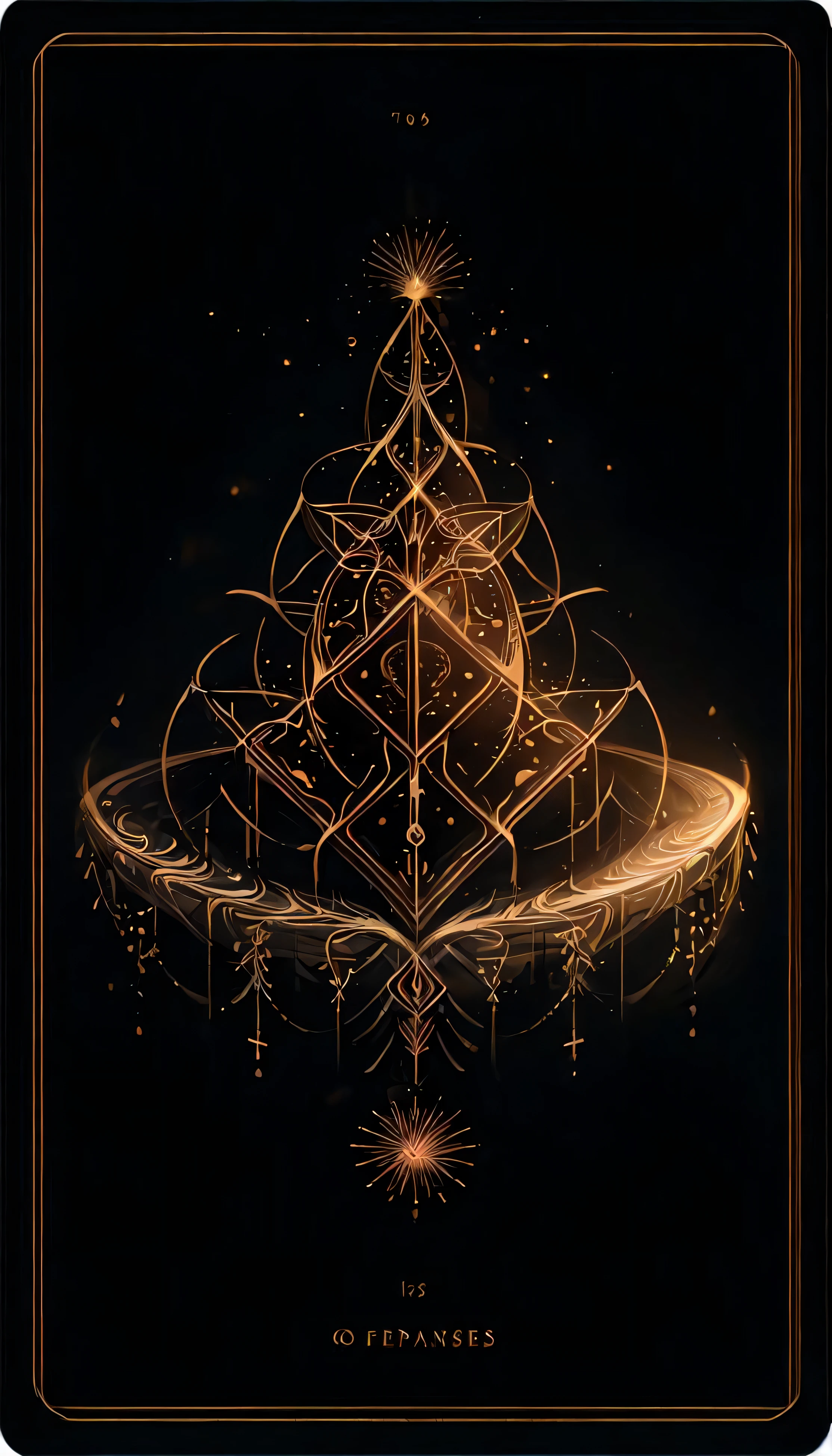 (masterpiece, top quality, best quality, official art, beautiful and aesthetic:1.2), (fractal art:1.5), highest detailed, super detailed, soul card, line, (flower), (dynamic streaks), (tree), (star), (polygon), GlowingRunesAI_golden,