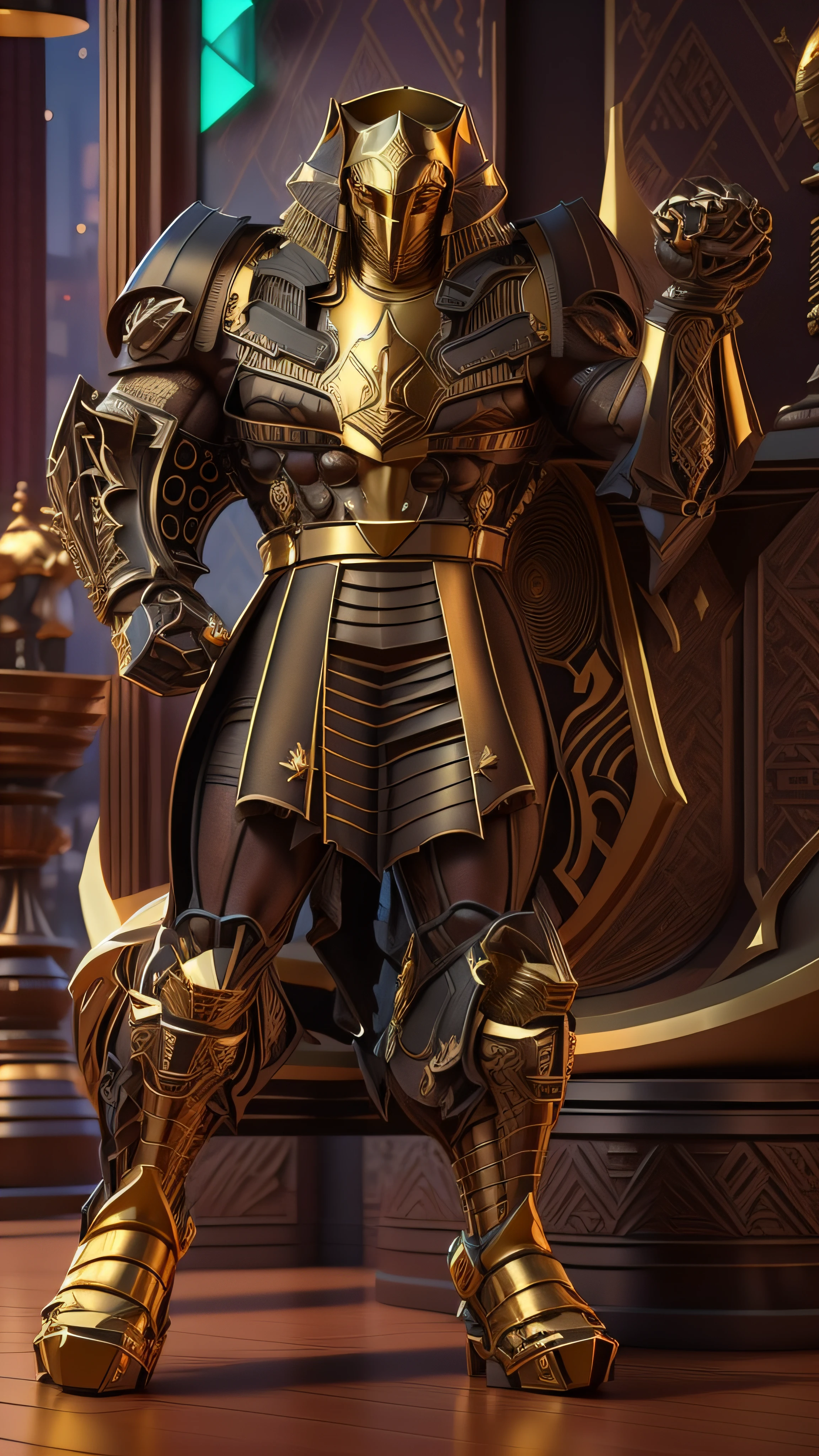 An imposing pharaoh, preto com dourado, pele feita de neon amarelo, 3D-rendering, Hyper-realistic graphics, 3D-rendering, 8k, NVIDIA, RTX 4090 | | |, ray tracing, Bokeh, Galaxy scenery,