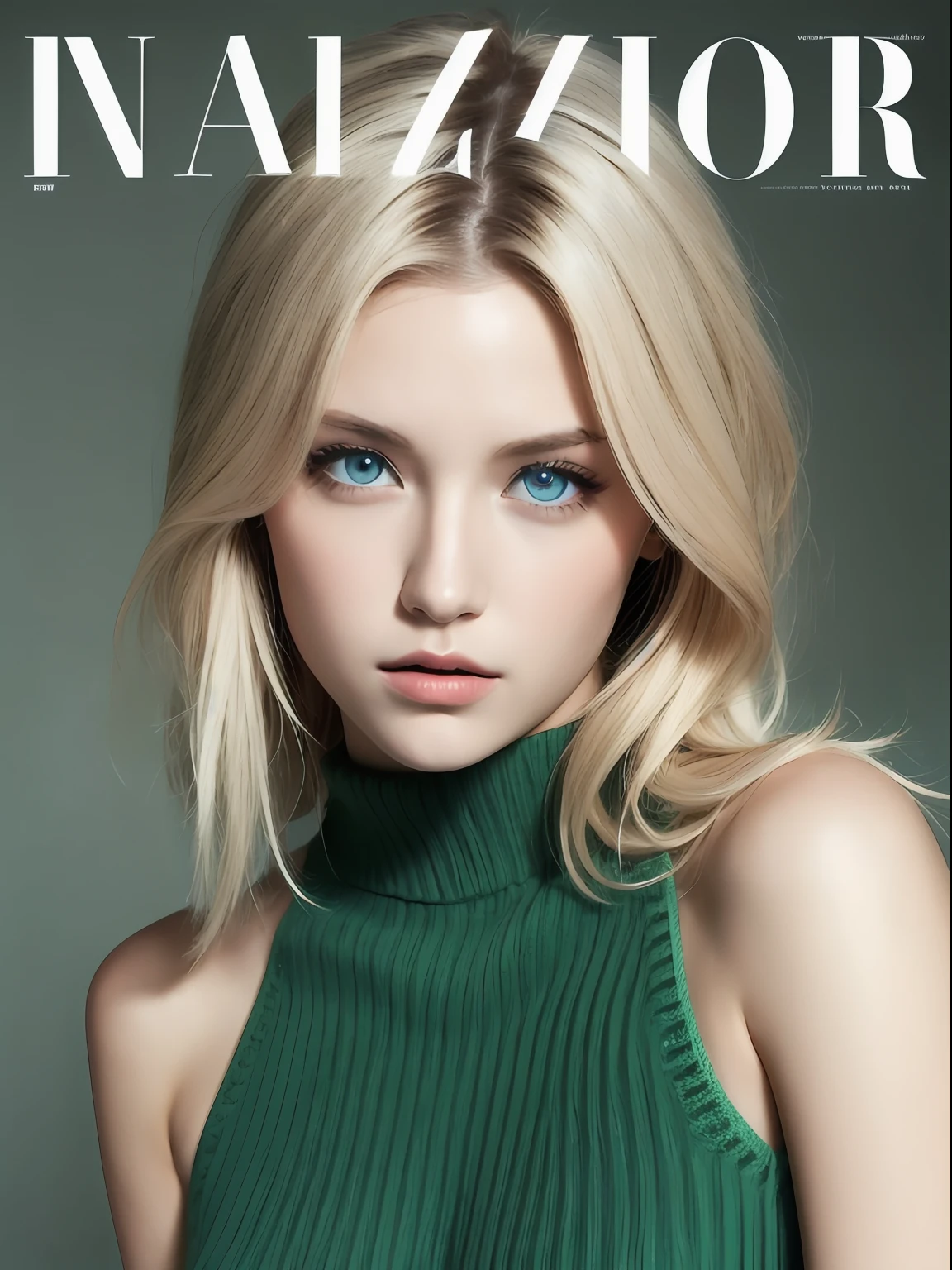 MagazineCover,virginKillerSweater, Side Chest, (Sleeveless:1.2), cleavage_Cutout,{{18to 22 years old German girl}}, look beautiful German girl and blue eyes or green eyes with platinum blonde hair color), Nordic German young girl,