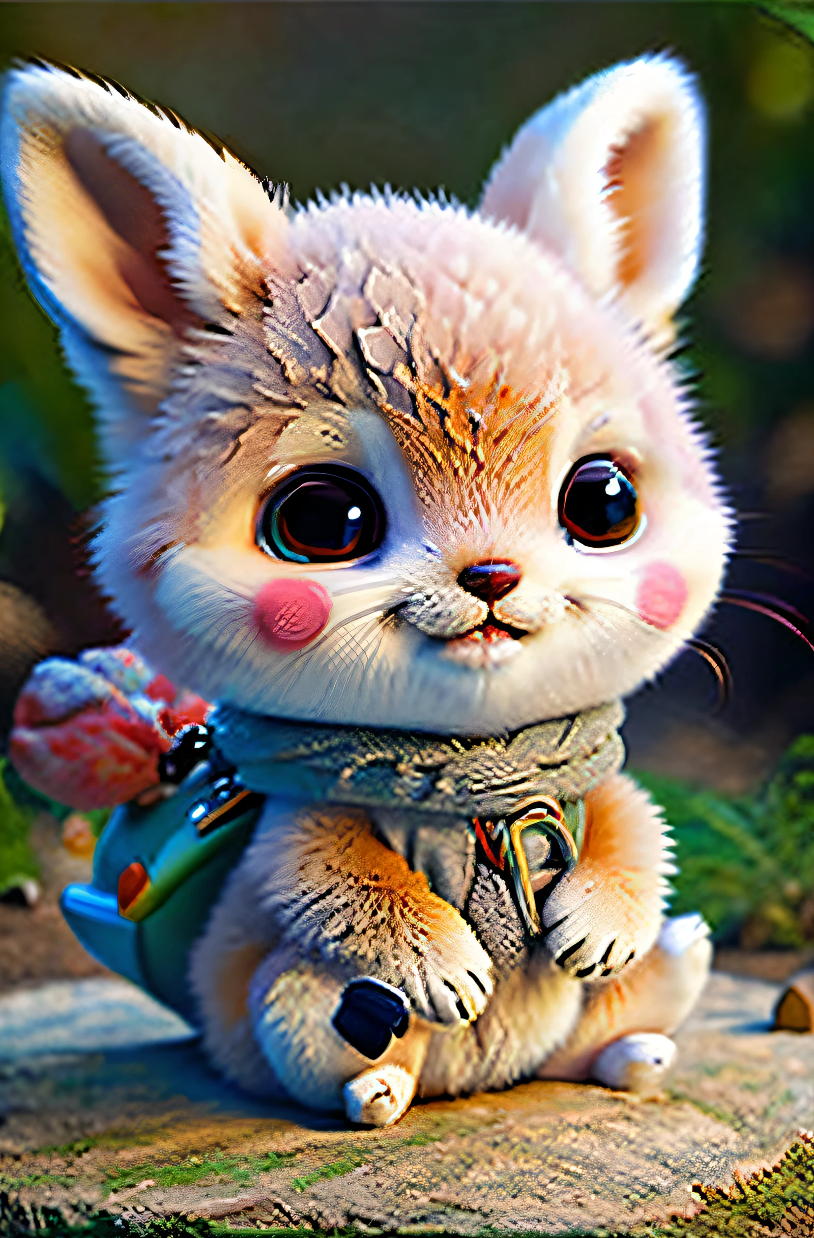 um close up de um pequeno animal sentado em uma rocha, raposa bonito(kurama naruto), painting digital adorable, criaturinha fofa, raposa em miniatura, criatura fofa, animal bonito, criatura fofa da floresta, arte digital detalhada bonito, fennec raposa animal, animal raposa, arte digital bonito, arte detalhada bonito, A criatura mais fofa do mundo, criaturas fofas, Animais bonitos detalhados