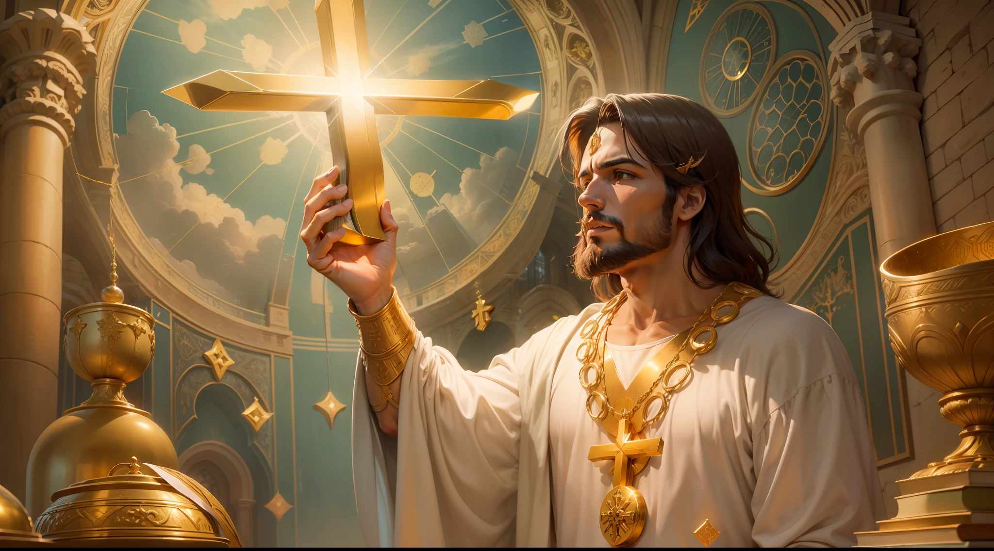 homem rei, rezando, dinheiro, ouro, riquezas, biblia sagrada, Biblical setting, prosperidade, rei, doa, abundance, cruz de ouro