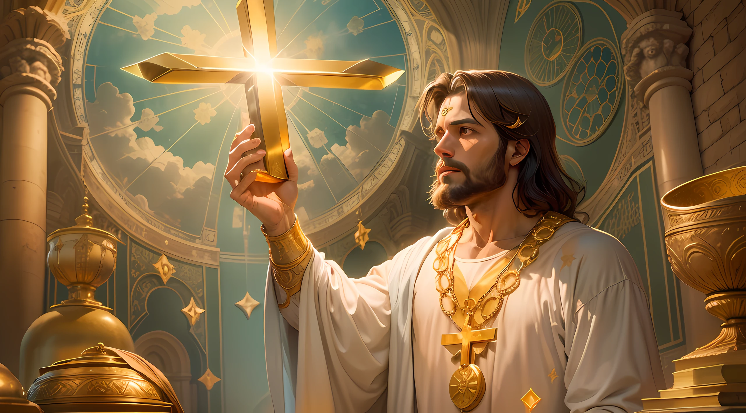 homem rei, rezando, dinheiro, ouro, riquezas, biblia sagrada, Biblical setting, prosperidade, rei, doa, abundance, cruz de ouro