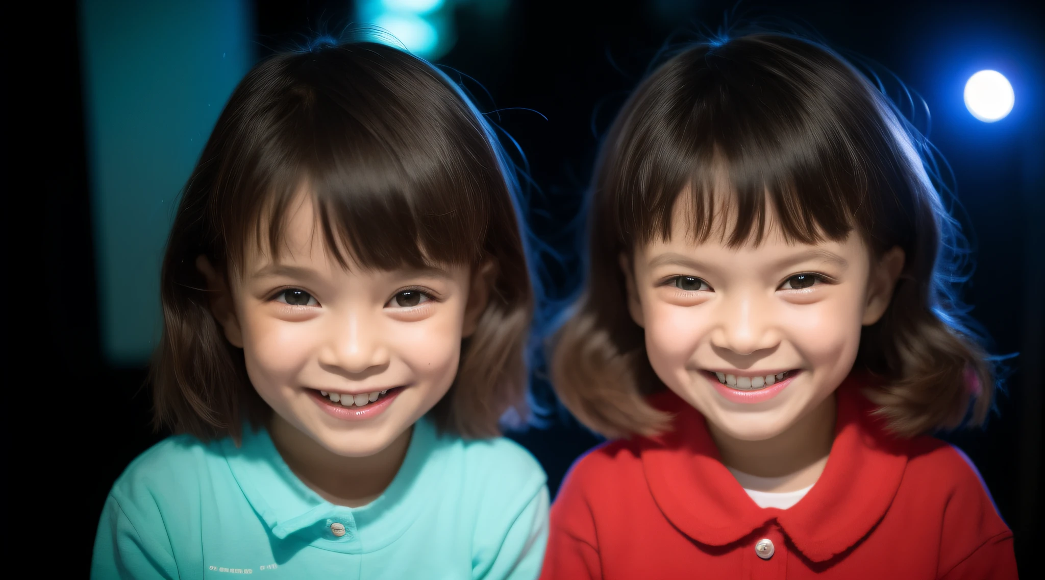 Estilo moderno, fundo branco, children's identification photo, bonito, sorridente, olhos escuros, cabelo curto, gravata borboleta, claro, de alta qualidade, soft RED lights in children's hair.