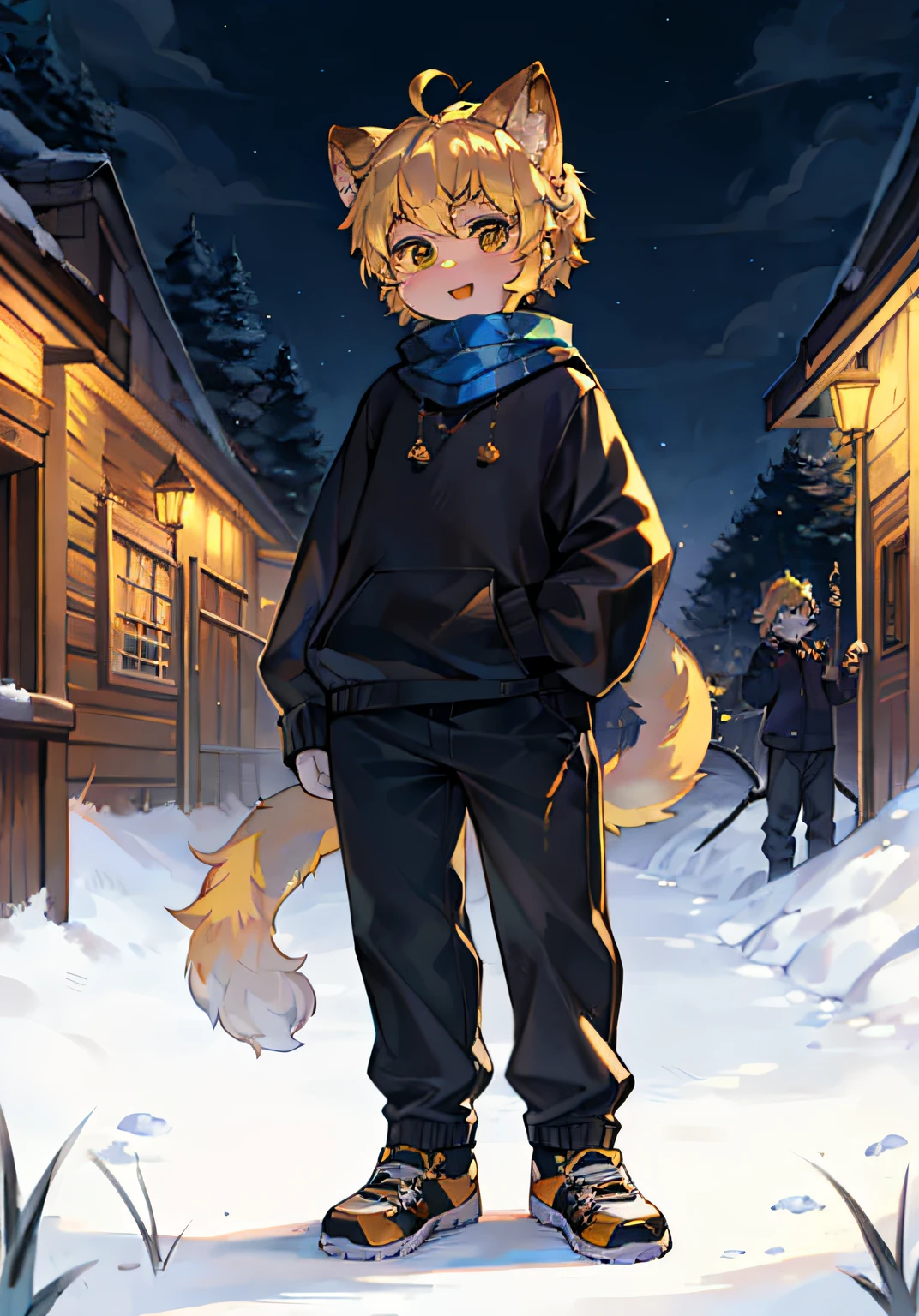 spheres,trpical garden,short detailed hair,blond hairbl,ahoge,bell,Earphone,lowerbody,Gamine,hairy pubic,Cat ears,with her mouth open,clouds,daysies,Skysky,suns,in the winter,No spots,Cubs,Yellow hairs everywhere,Yellow fur everywhere,Cat ears,Cat type,Large fluffy tail,tmasterpiece,High-quality portraits,human - shaped,Cubs,sbeard,Solitary child boy,ventania,posing on a,full-shot,full bodyesbian,Black sweatshirt,black long pants,Blue scarf,black sneaker shoes,Super cute face,Cute boys
