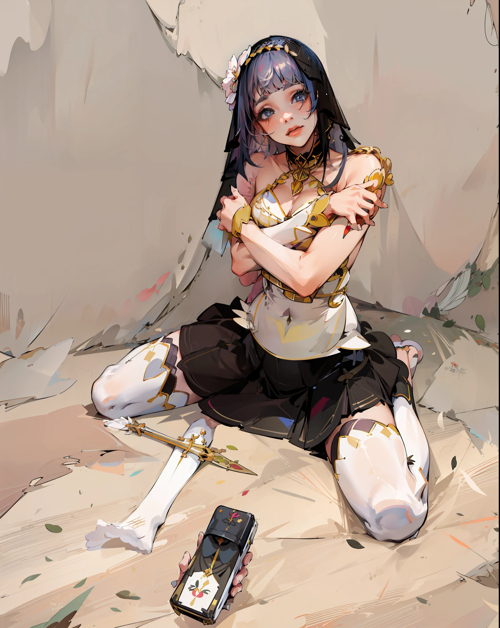 Woman sitting on the floor with knife and cell phone, pretty face with arms and legs, anna nikonova aka newmilky, holding a pudica pose, alina ivanchenko, belle delphine, thighhighs and skirt, Valentina Shuffle, Dua Lipa, viktoria gavrilenko, Charlie S, Swallow Torun, Kelly Mandel