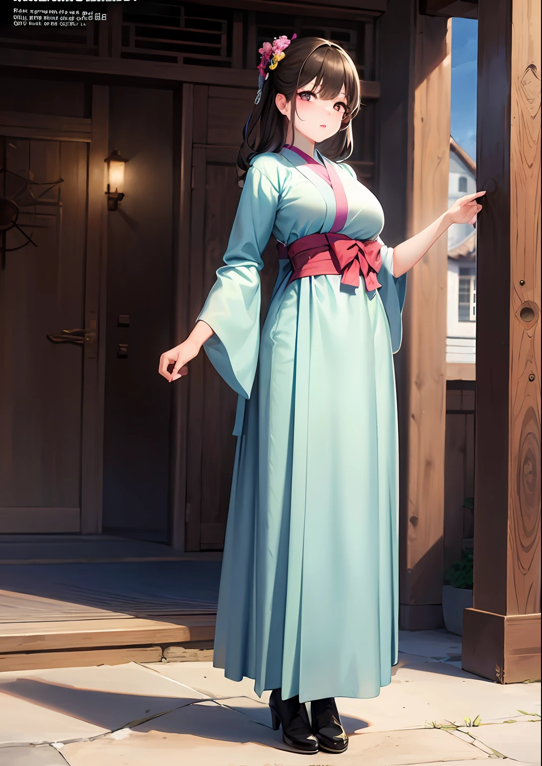 best quality,masterpiece,illustration,an extremely detailed and beautiful,extremely detailed,CG,unity,8k wallpaper,Amazing,finely detail,master,best quality,official art,extremely detailed CG unity 8k wallpaper,absurd,unbelievable Ridiculous, huge file size, super detailed, high resolution, very detailed, beautiful detailed girl, very detailed eyes and face, beautiful detailed eyes, light on face, (Hanbok: 1.1), 1girl, full body, full body Photo, ru_qun