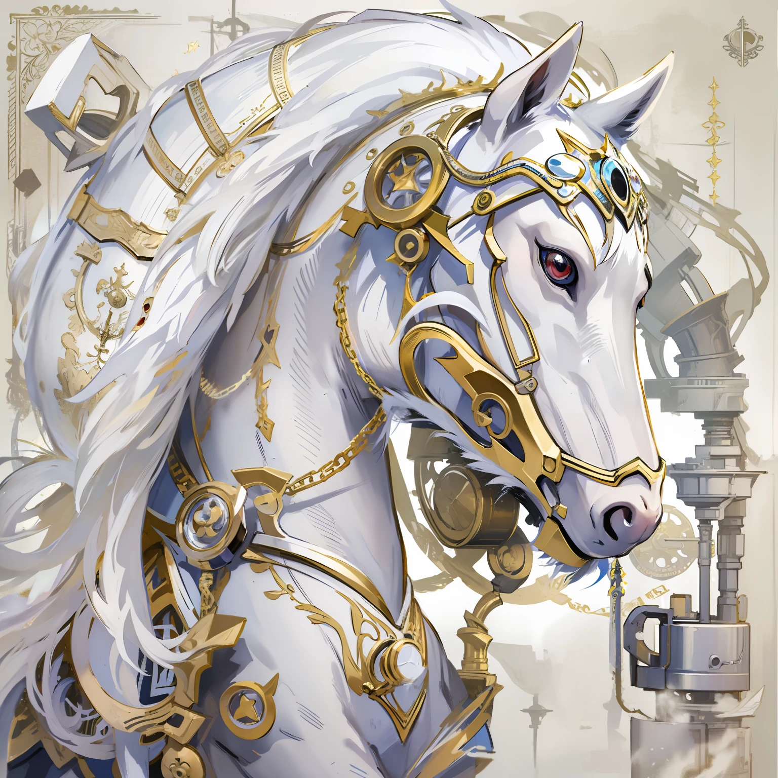 Q version，quadratic element，A mechanical war snake as big as the starry sky，Background with：white colors，angled：Elevation viewing angle，best qualtiy