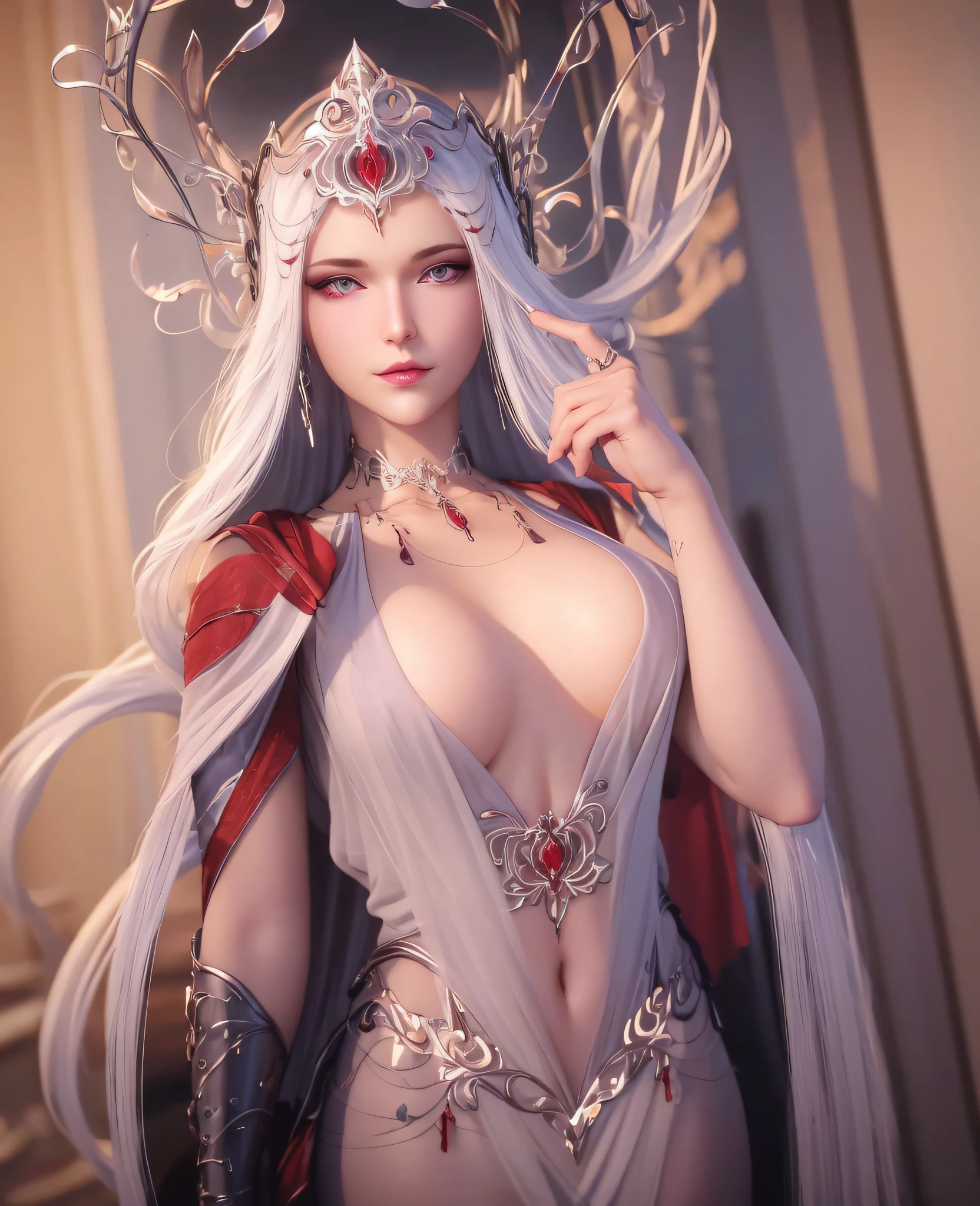 (masterpiece:1.2, best quality:1.2, beautiful, high quality, highres:1.1, aesthetic), detailed, extremely detailed, NSFW, ambient soft lighting, 4K, perfect eyes, perfect face, perfect lighting, 1girl, alternate breast size, belly, black hair, breasts, glowing, glowing eyes, hair between eyes, huge breasts, inverted nipples, lips, long hair, looking at viewer, lying, navel, nipples, nude, on back, parted lips, plump, realistic, solo, big breasts, hands on hips