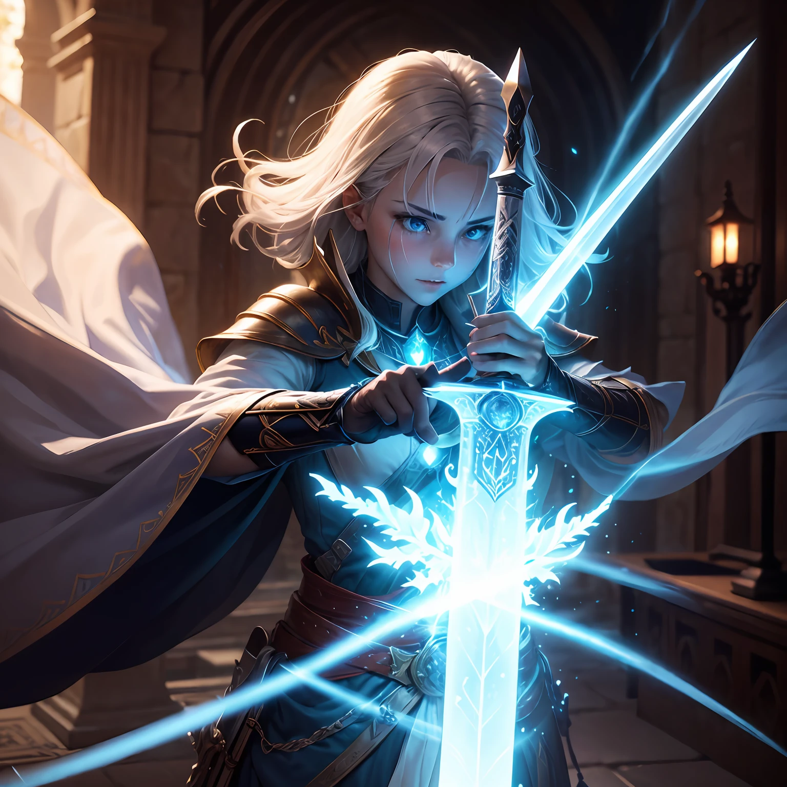 Sword of the elders with magical inscriptions. The blade shone with a silver light and seemed to resonate with power.. --auto