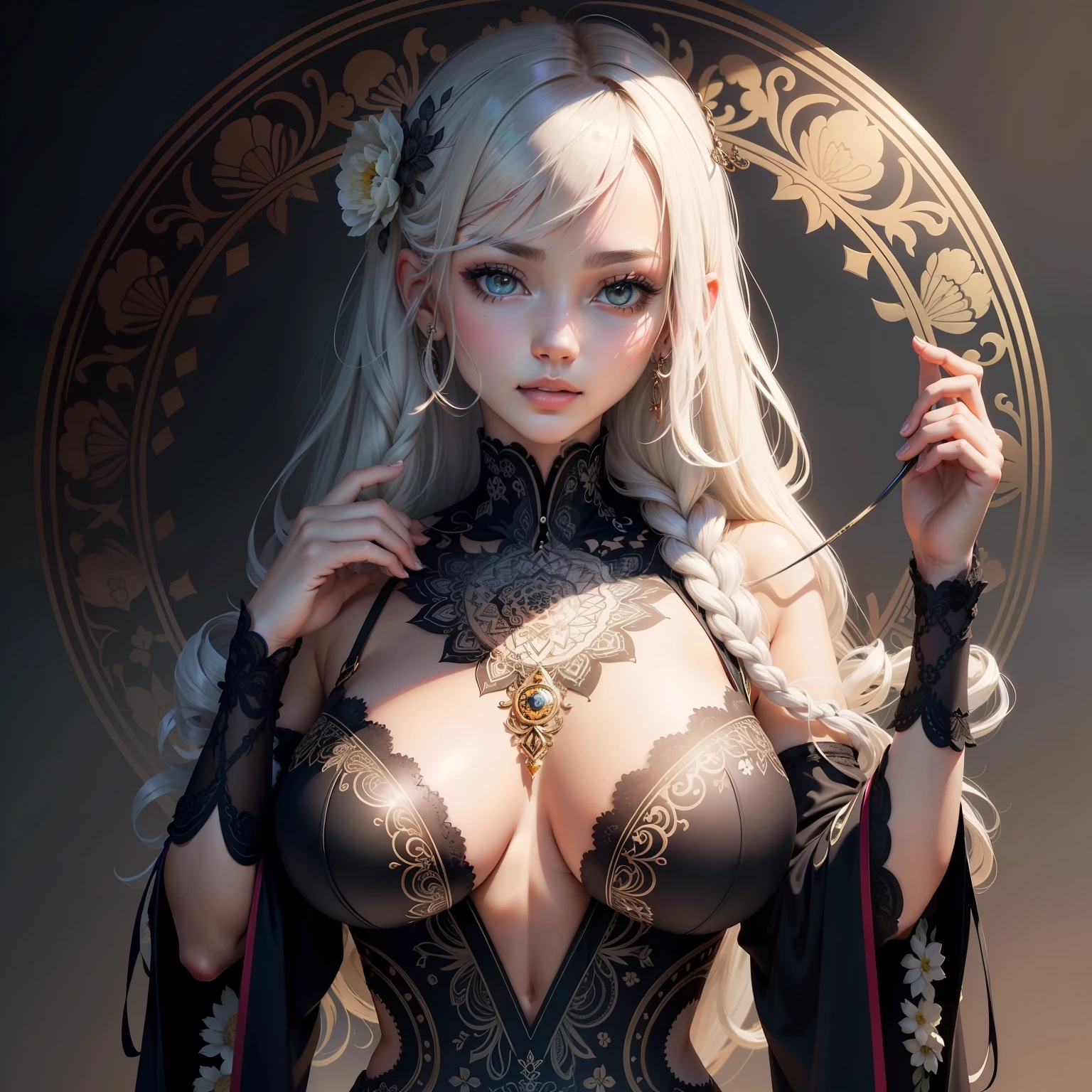 PerfectNwsjMajic,(tmasterpiece,top-quality,best qualtiy,offcial art,Beauty and aesthetics:1.2),(1girll),extremedetailed,rich colourful,highest details,offcial art,,ultra - detailed,Beauty and aesthetics,big breasts beautiful,tmasterpiece,best qualtiy,(zentangle,mandala,Tangles,entangled),、