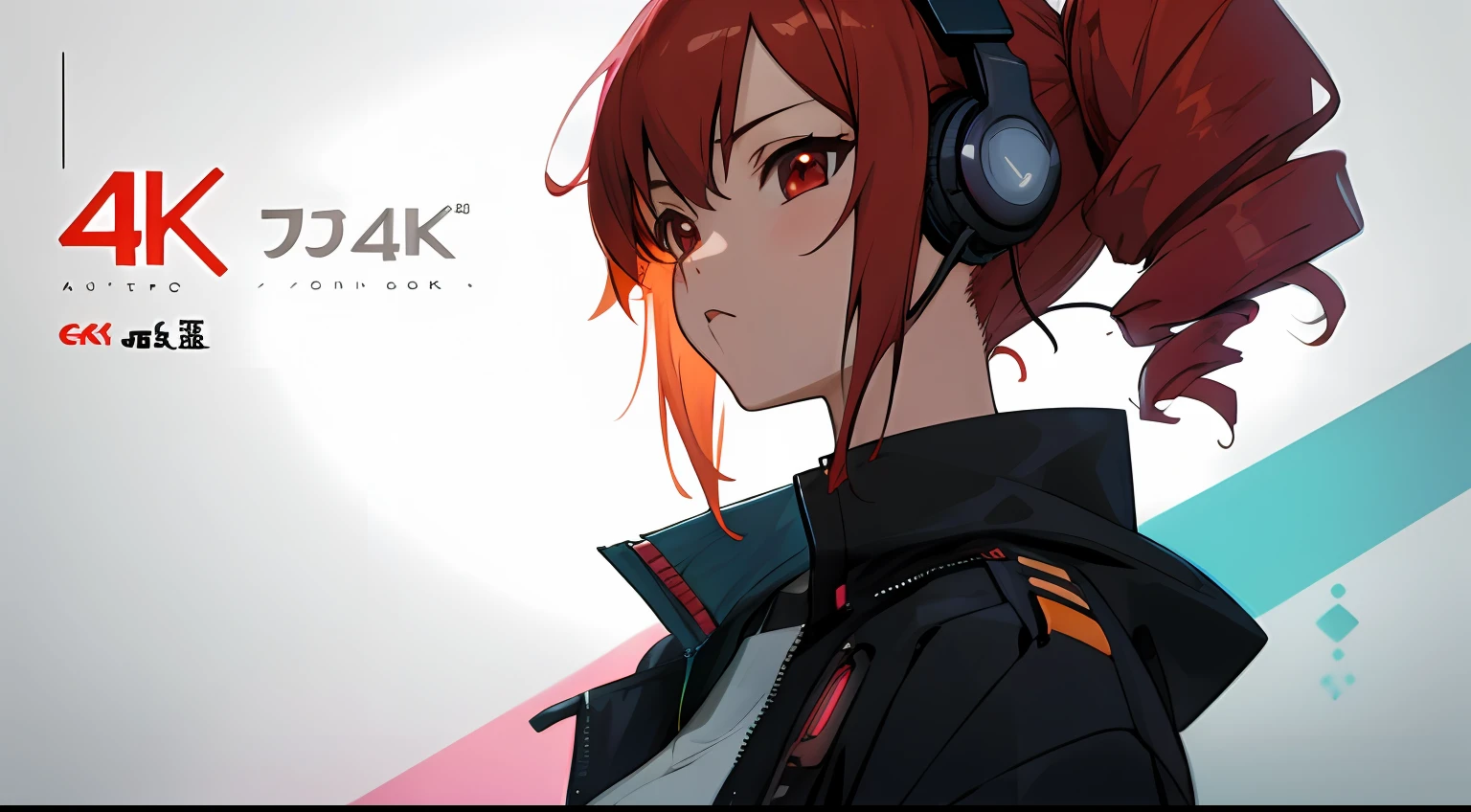 Drill-woundtwin-tail、3D,Colossal tits,Anime character with red hair and red big eyes in futuristic city,Red Eyes、rainbow, Futuristic black and white jacket,digital cyberpunk anime art, Bad Anime 8K, best anime 4k konachan wallpaper, Anime Style 4k, digital cyberpunk - anime art, Anime Art Wallpapers 8K, anime wallpaper 4 k, anime wallpaper 4 k, Anime Art Wallpapers 4K, Cyberpunk art in anime, highest quality digital art、Close-up shot of the upper body、Stunning art by Makoto Shinkai,Quick movement,Wearing headphones