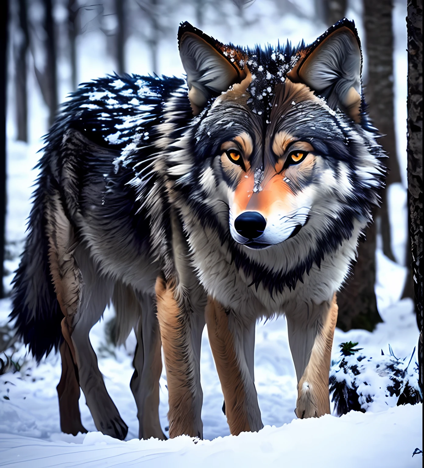 Wild wolf fighting with other super realistic wolves in the snow
((((HDR))))