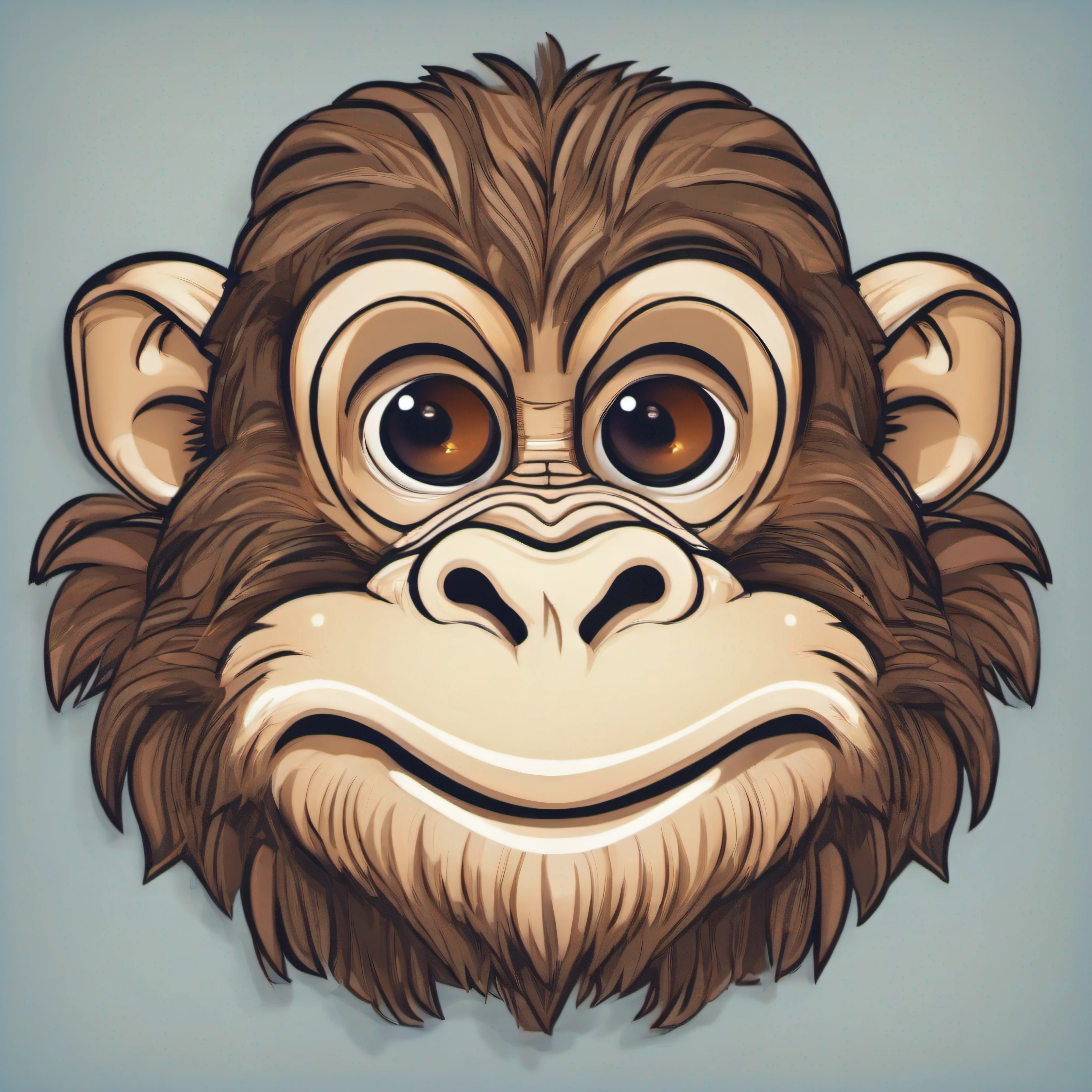 cartoon monkey with a smile on a blue background, monkey, cute cartoon character, cute digital art, “portrait of a cartoon animal, cute detailed digital art, cartoon art style, adorable digital painting, cartoon style illustration, face like monkey, clean cel shaded vector art, cel shaded vector art, cute artwork, vector art style, telegram sticker design, cute single animal