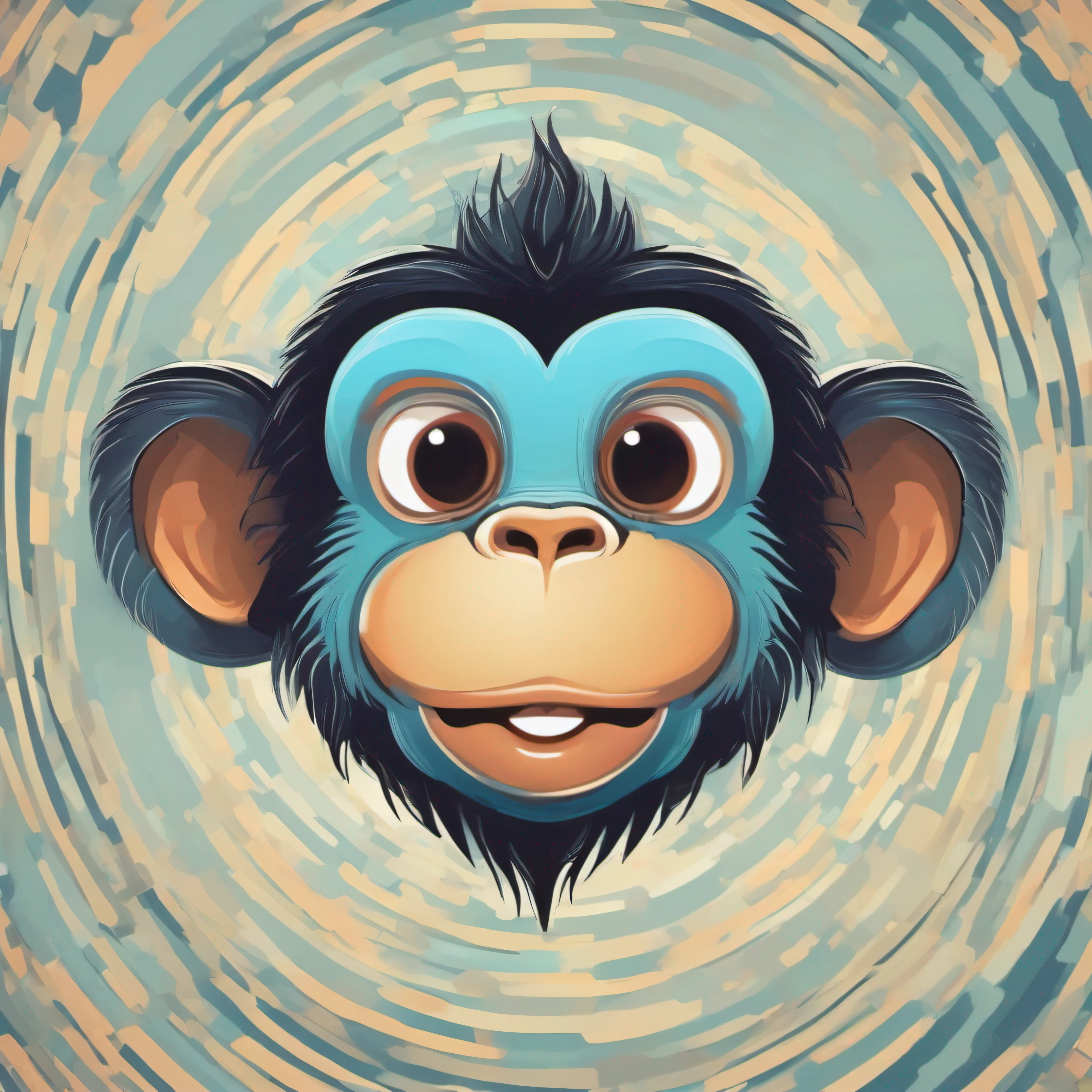 cartoon monkey with a smile on a blue background, monkey, cute cartoon character, cute digital art, “portrait of a cartoon animal, cute detailed digital art, cartoon art style, adorable digital painting, cartoon style illustration, face like monkey, clean cel shaded vector art, cel shaded vector art, cute artwork, vector art style, telegram sticker design, cute single animal